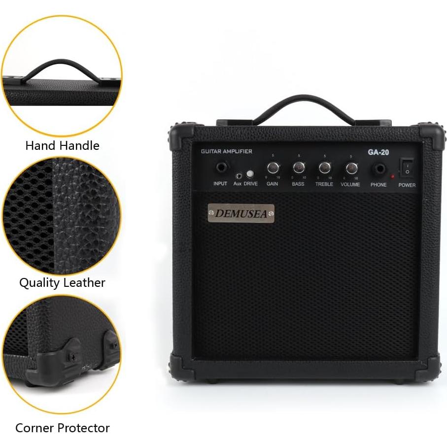 Amplificador de guitarra eléctrica portátil 20W negro con accesorios
