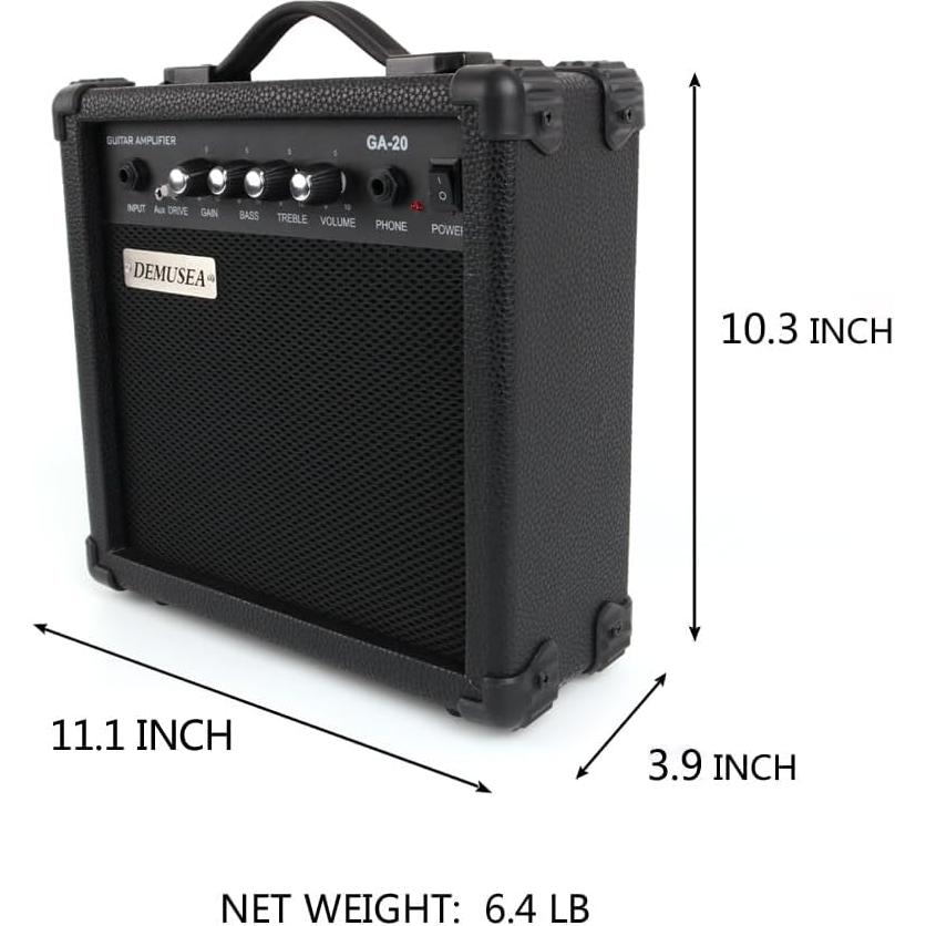 Amplificador de guitarra eléctrica portátil 20W negro con accesorios