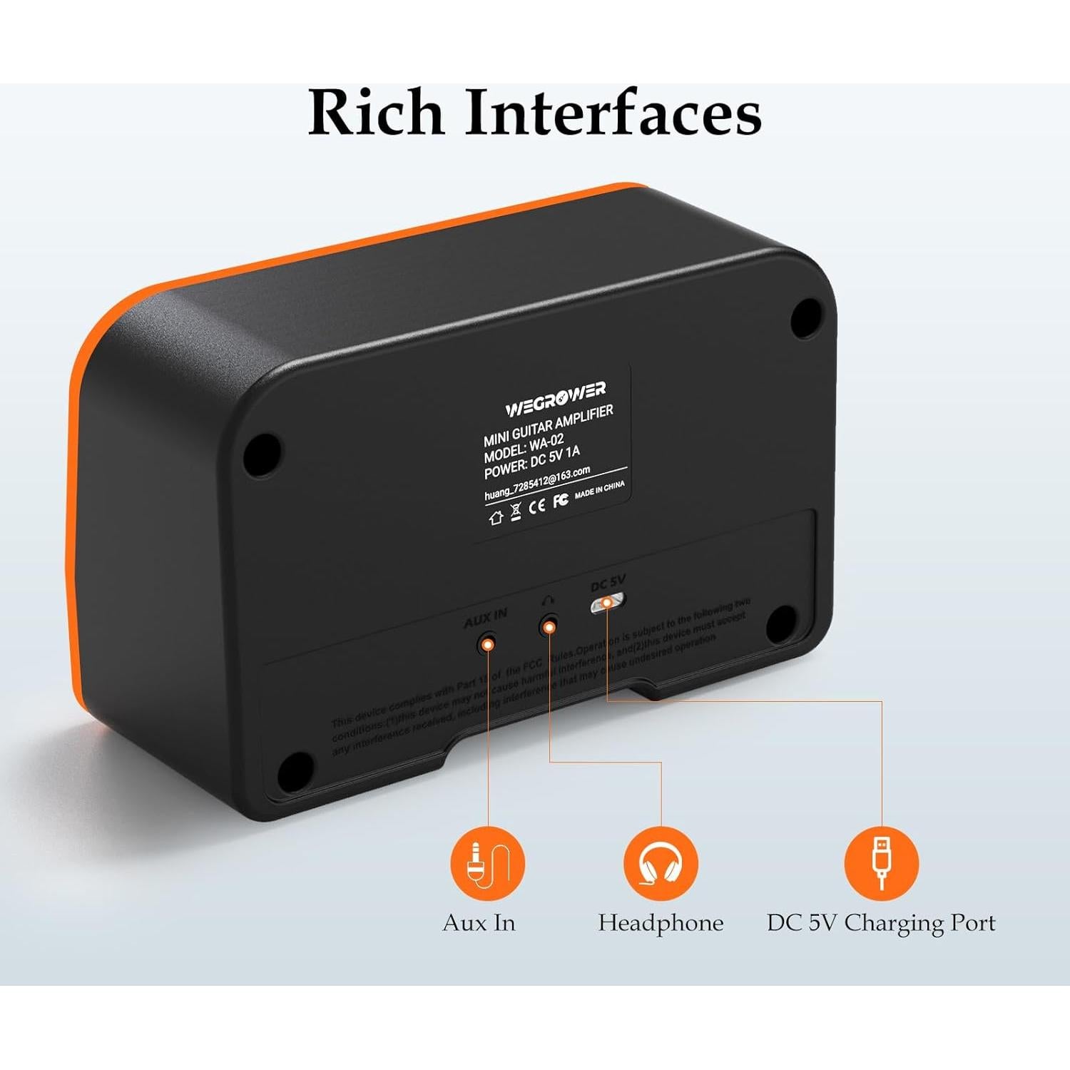 Amplificador de guitarra eléctrica WA-02 Bluetooth 5W recargable