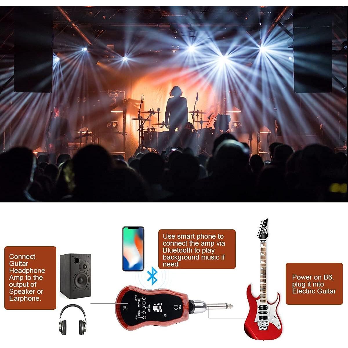Amplificador de Auriculares para Guitarra OW B6 Bluetooth 5 Efectos