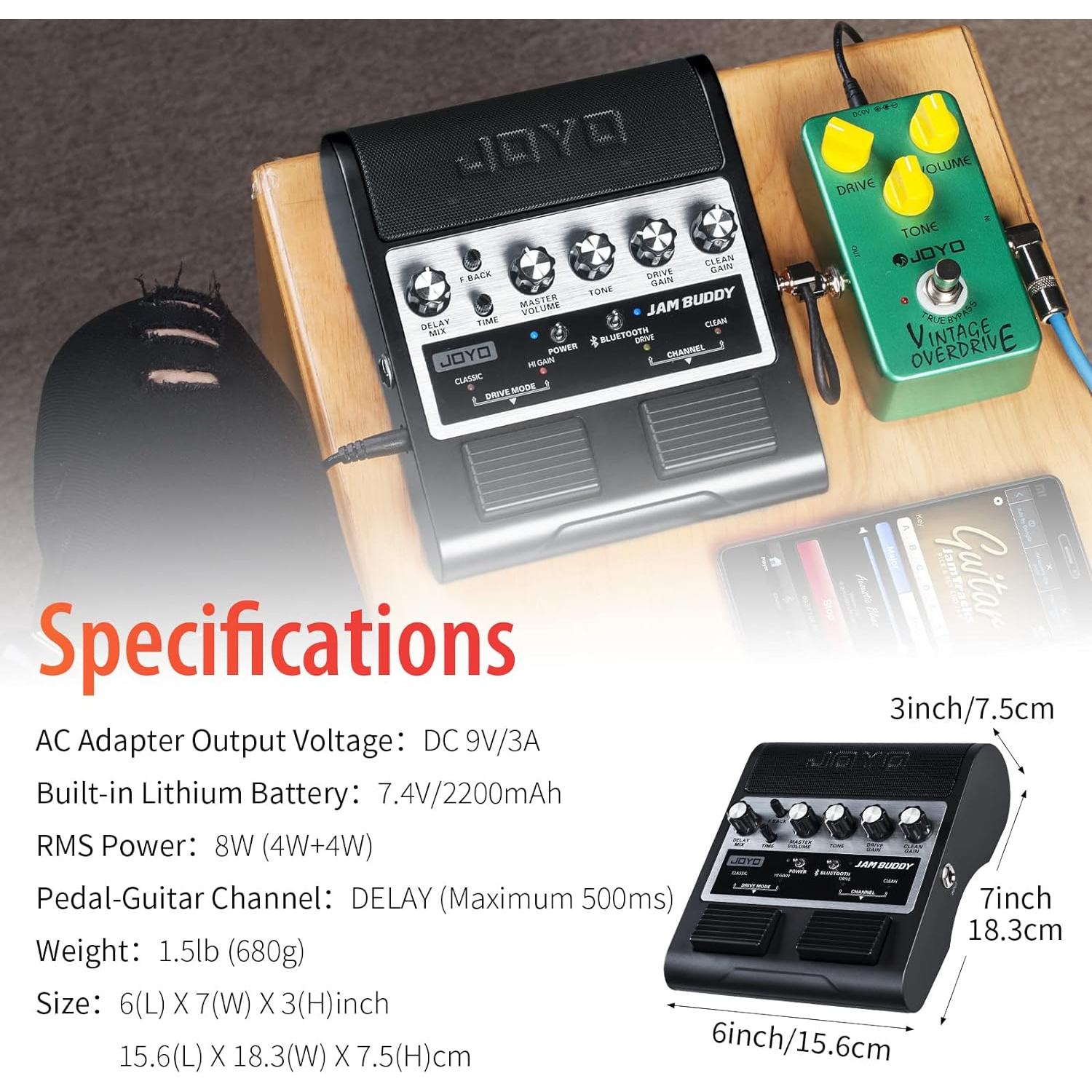 Amplificador de guitarra portátil JOYO Buddy Bluetooth 8W