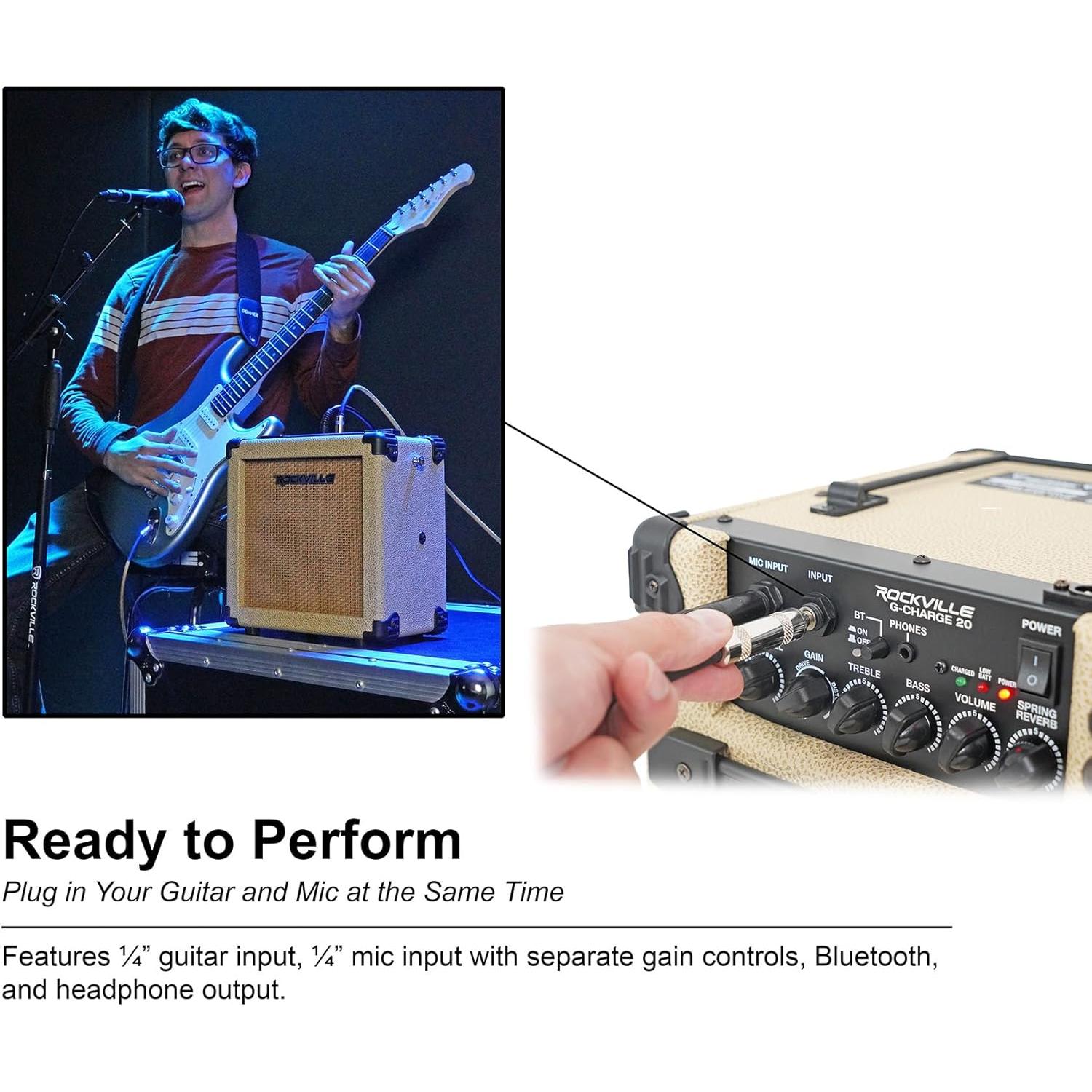 Amplificador Portátil Rockville G-CHARGE 20 Beige 20W Bluetooth