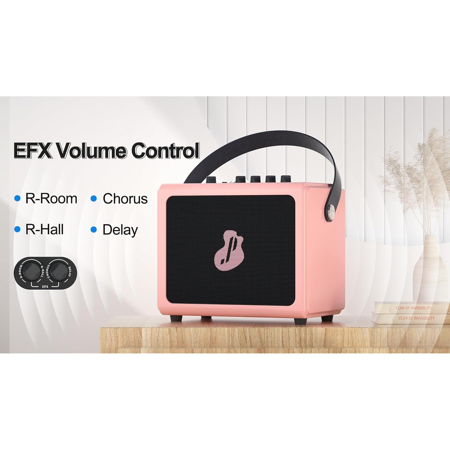 Mini Amplificador de Guitarra Eléctrica Recargable 5W Rosa