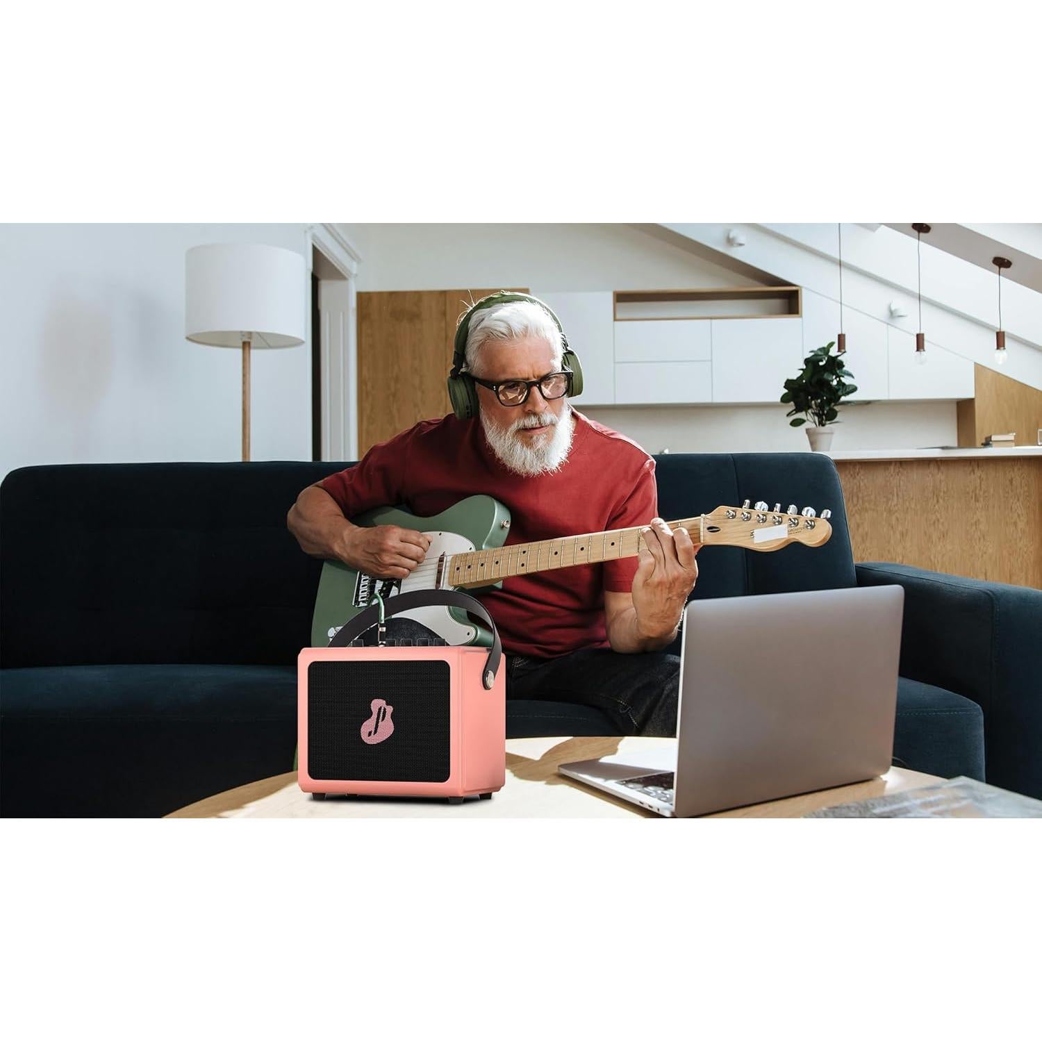 Mini Amplificador de Guitarra Eléctrica Recargable 5W Rosa