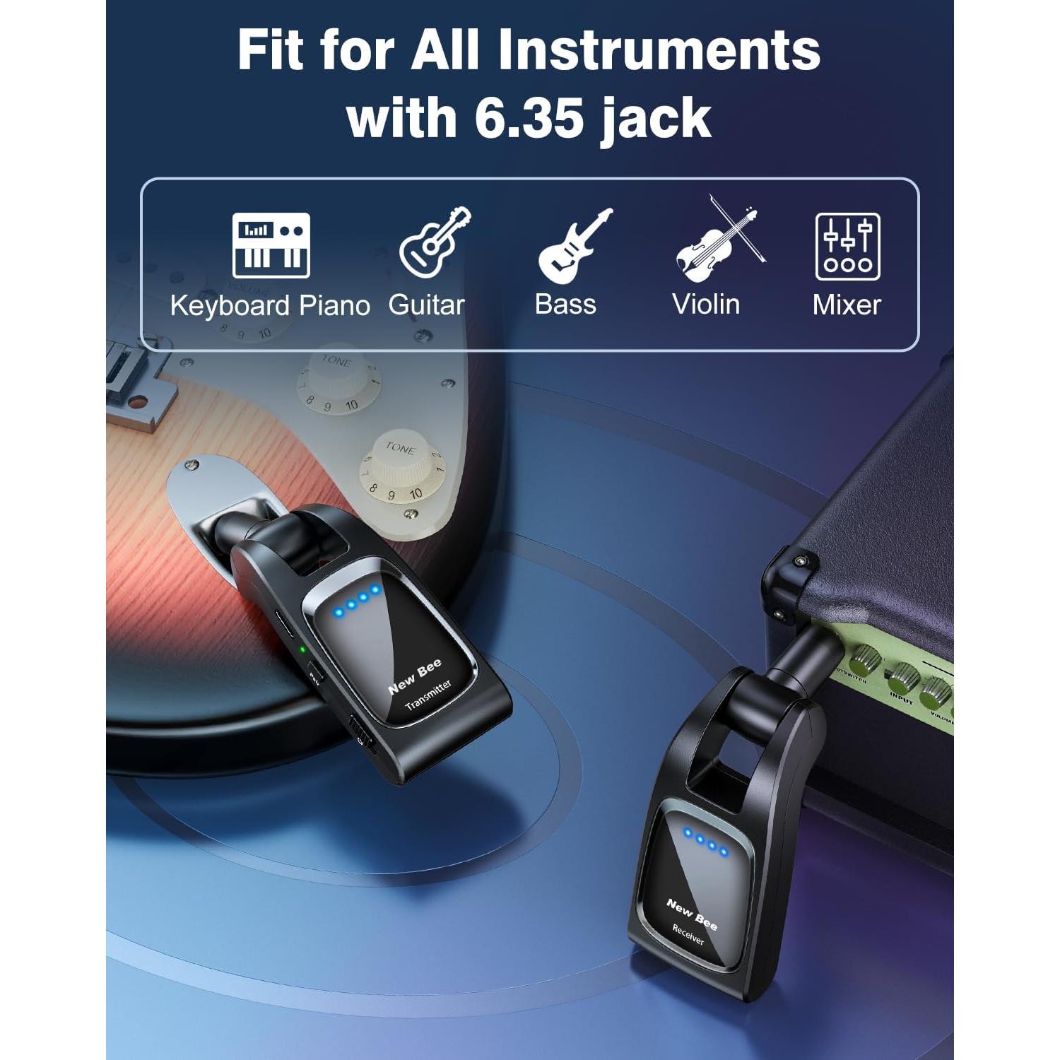 Sistema Inalámbrico de Guitarra 2.4 GHz WJ21 - Recargable