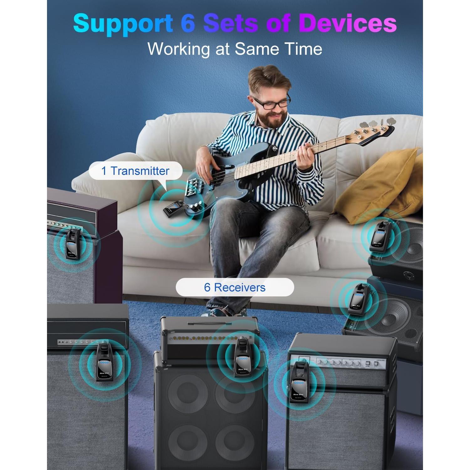 Sistema Inalámbrico de Guitarra 2.4 GHz WJ21 - Recargable