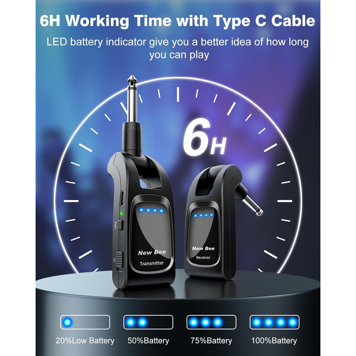 Sistema Inalámbrico de Guitarra 2.4 GHz WJ21 - Recargable