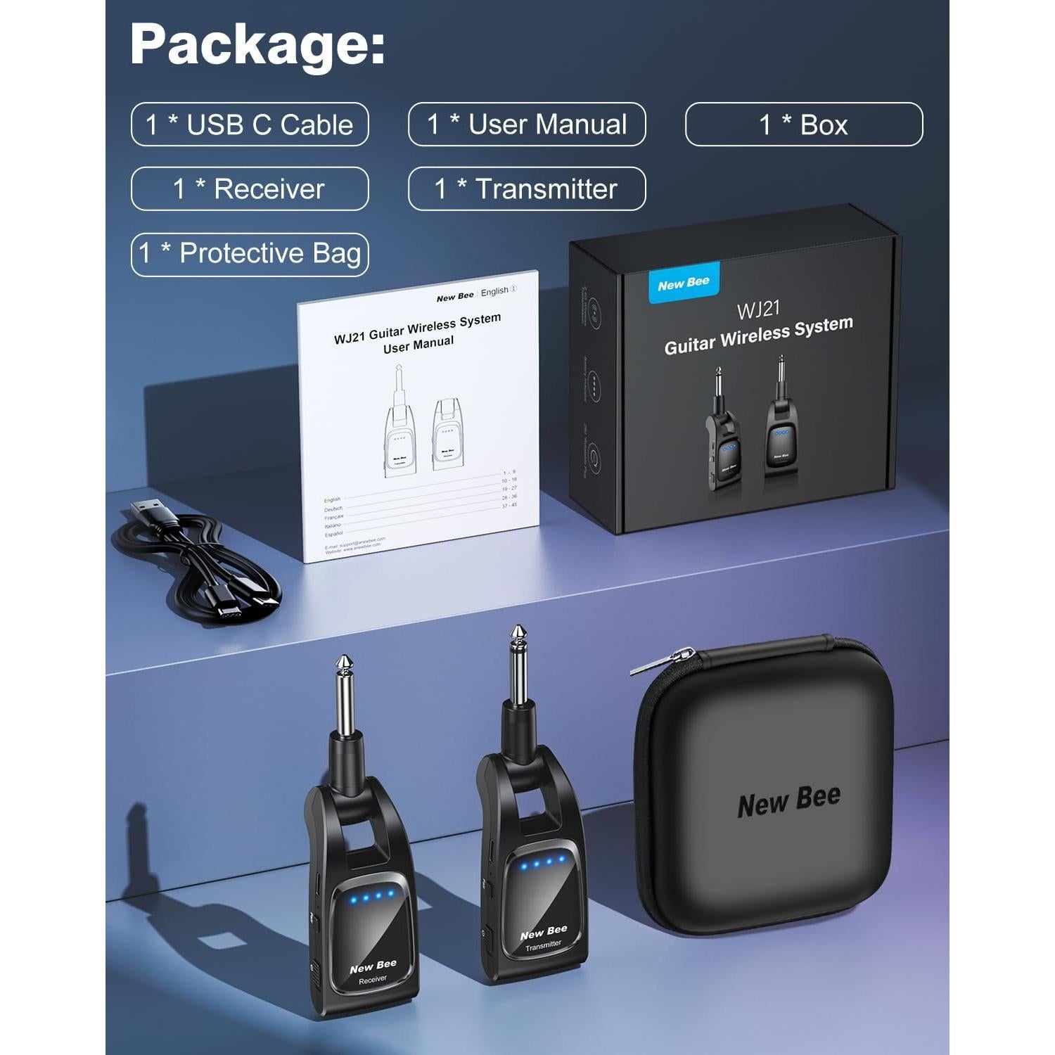 Sistema Inalámbrico de Guitarra 2.4 GHz WJ21 - Recargable