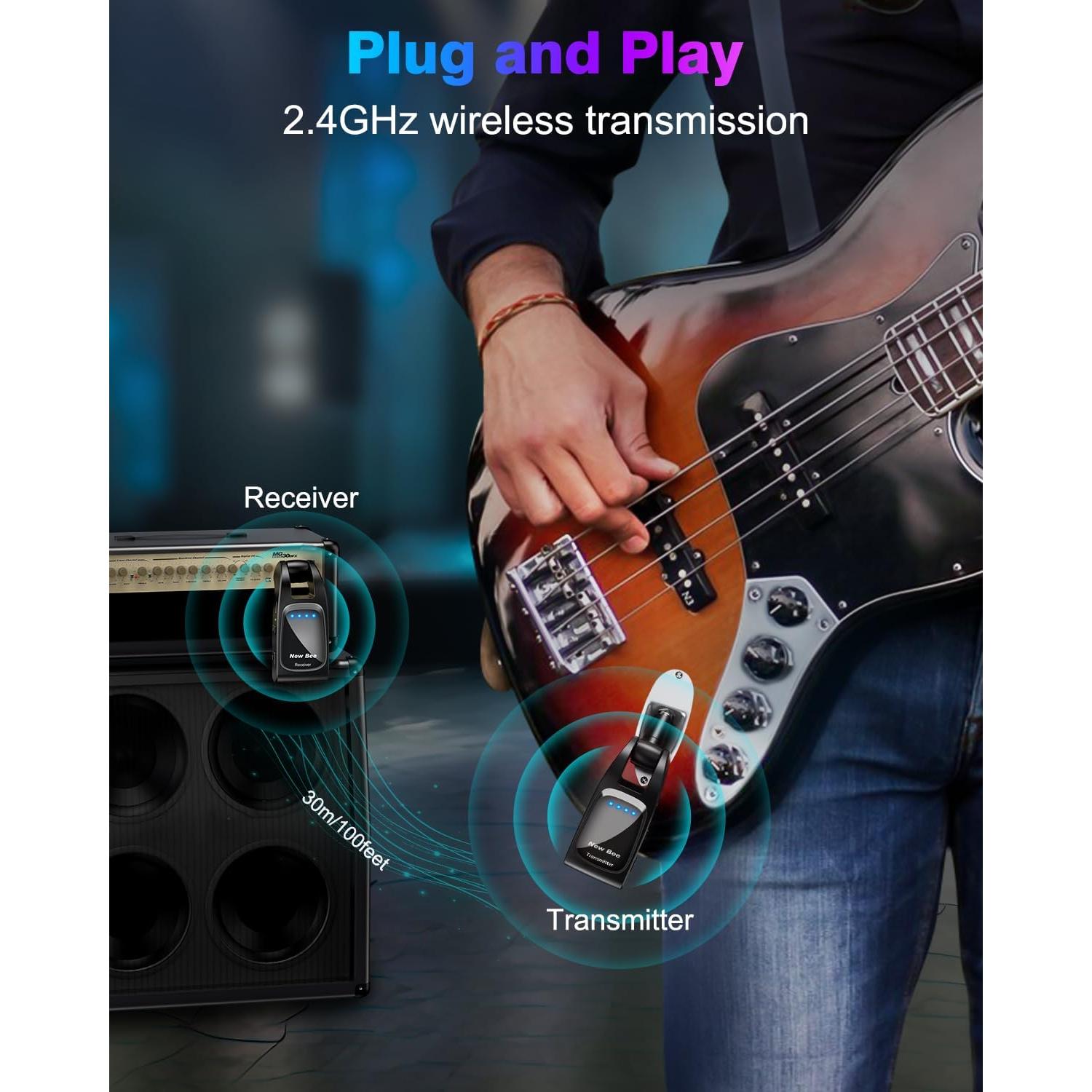 Sistema Inalámbrico de Guitarra 2.4 GHz WJ21 - Recargable