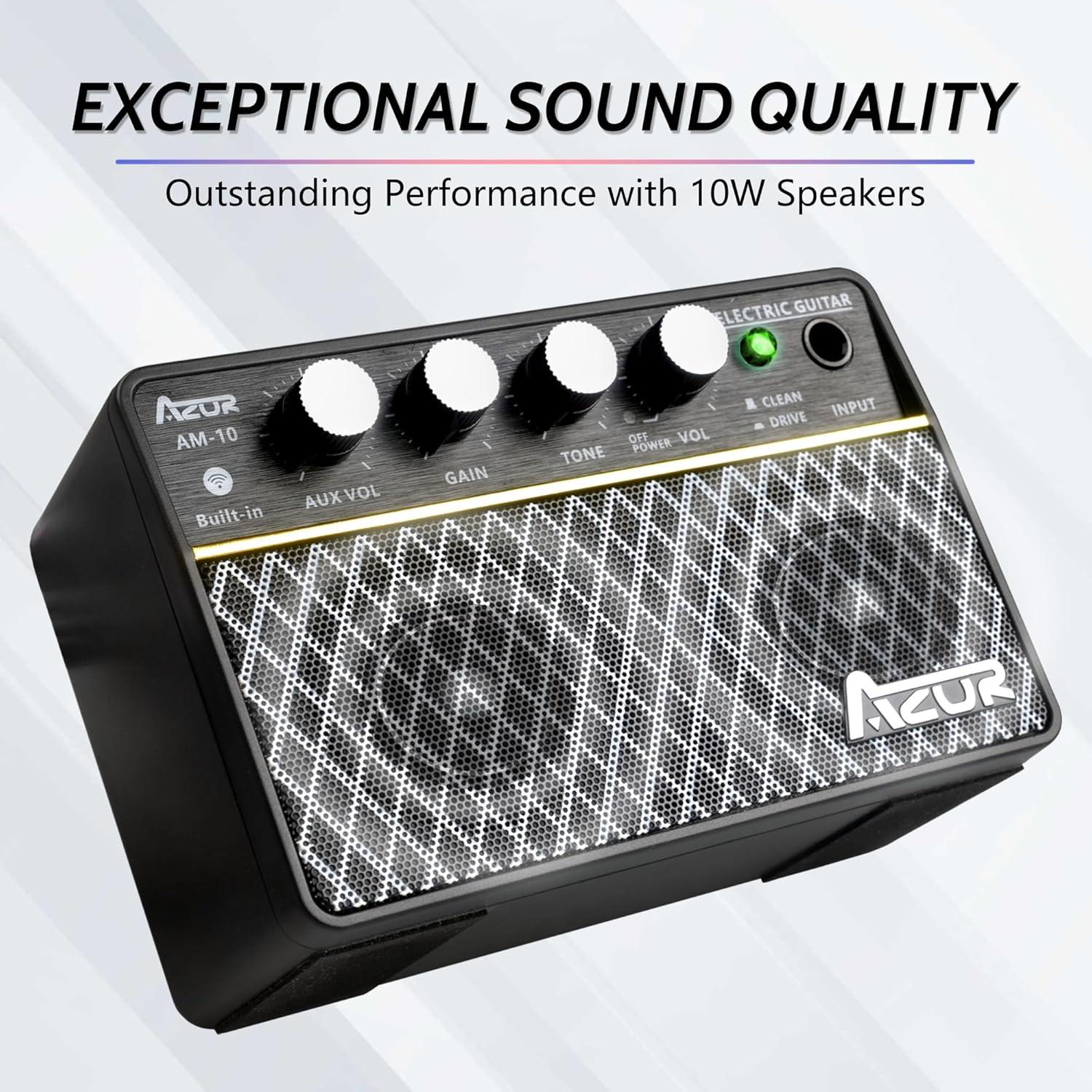 Amplificador de guitarra AZOR ABA-10, 10W recargable USB-C