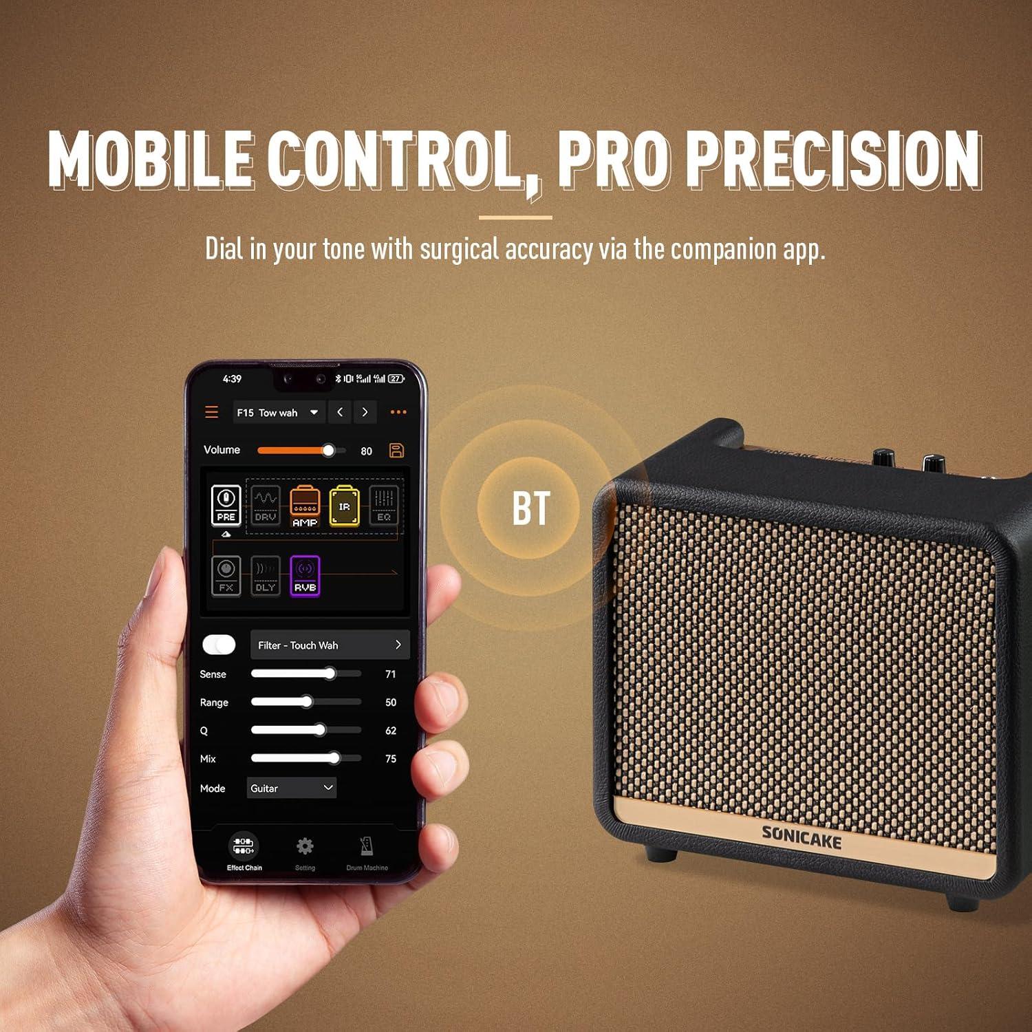 Amplificador de Guitarra SONICAKE QAM-20 10W Bluetooth 80 Efectos