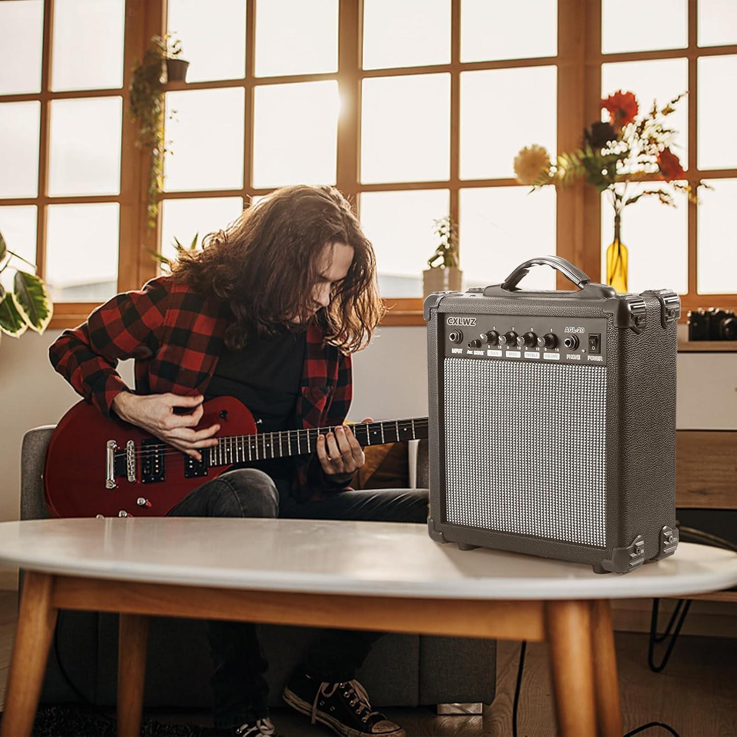 Amplificador de guitarra eléctrica 20W portátil con auriculares - Negro