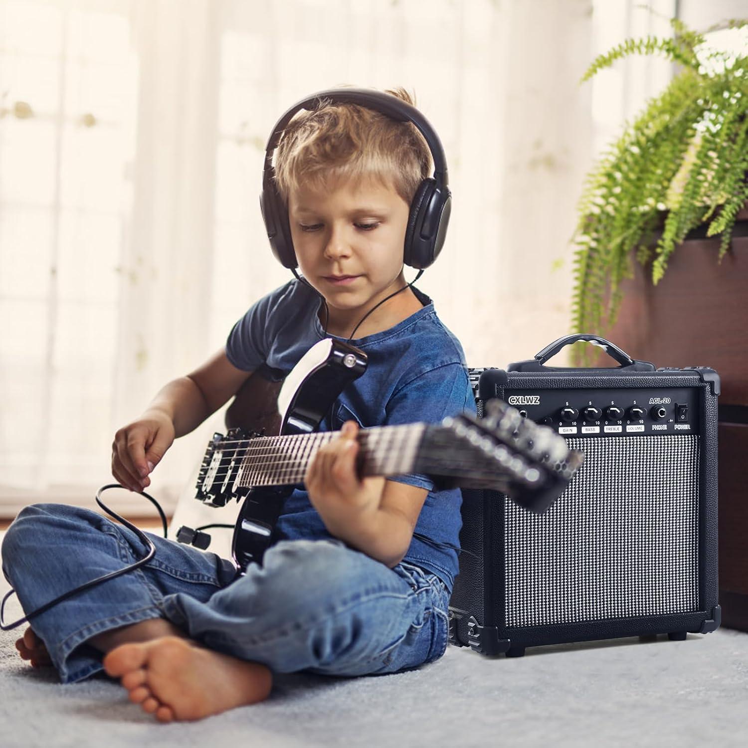 Amplificador de guitarra eléctrica 20W portátil con auriculares - Negro
