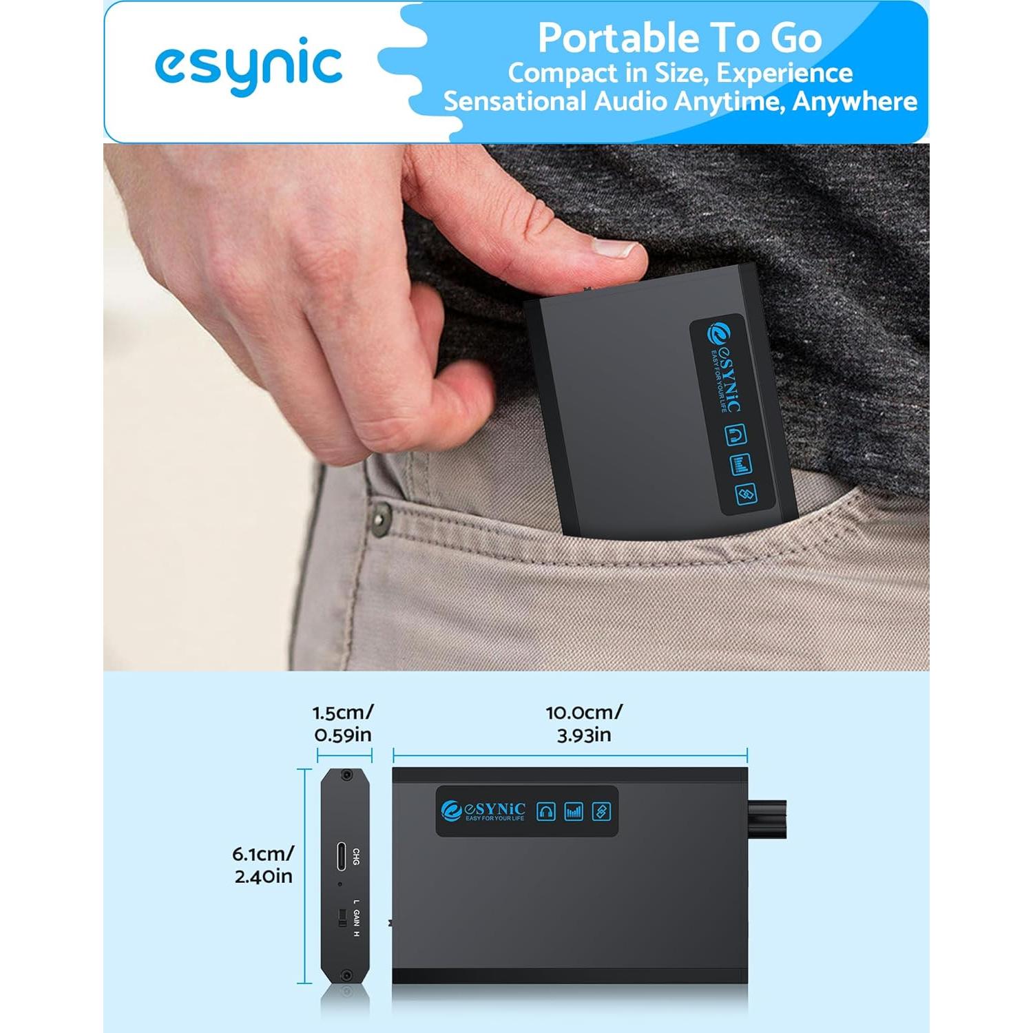 Amplificador de Auriculares eSynic Bluetooth 5.1 1500mAh HiFi