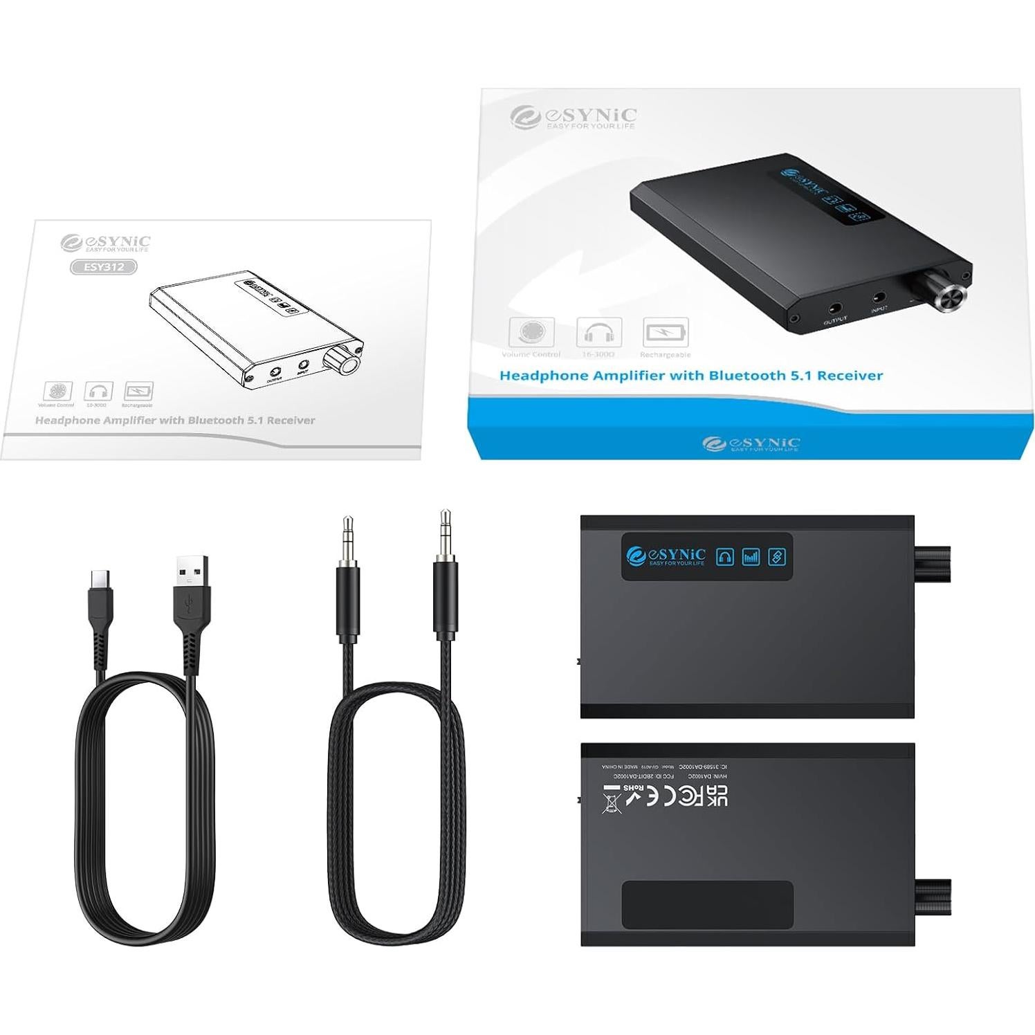 Amplificador de Auriculares eSynic Bluetooth 5.1 1500mAh HiFi