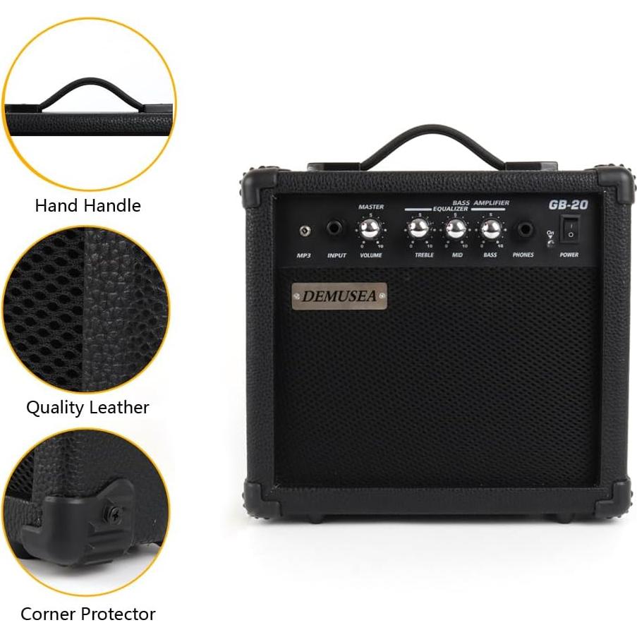 Amplificador Portátil de Guitarra y Bajo 20W GA-003 Negro