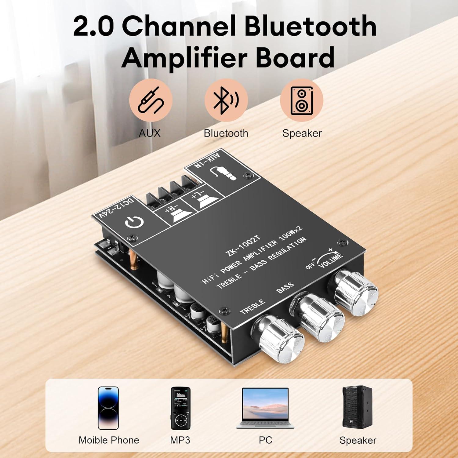 Placa Amplificadora Bluetooth Daakro ZK-1002T 100W+100W