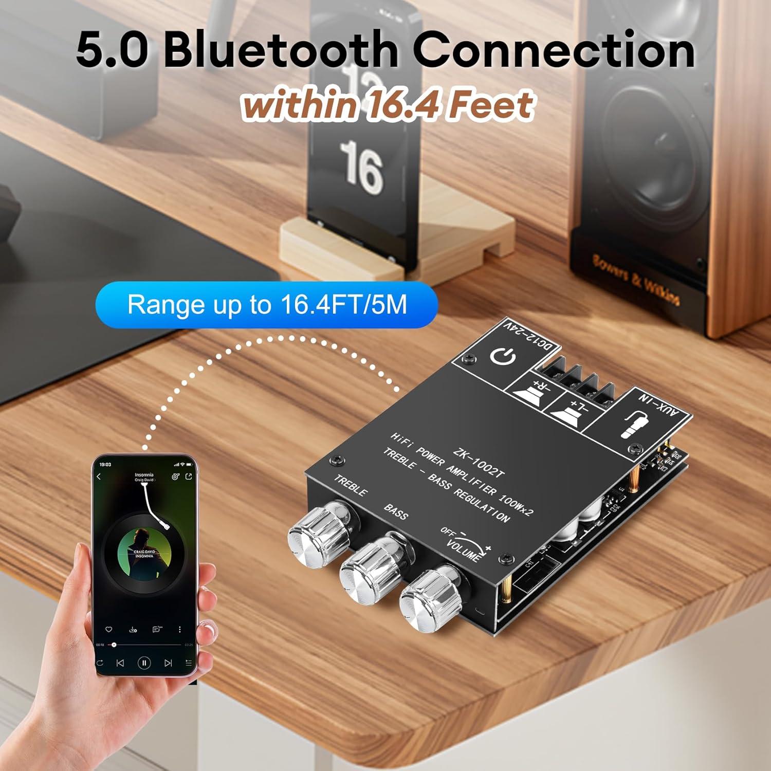 Placa Amplificadora Bluetooth Daakro ZK-1002T 100W+100W