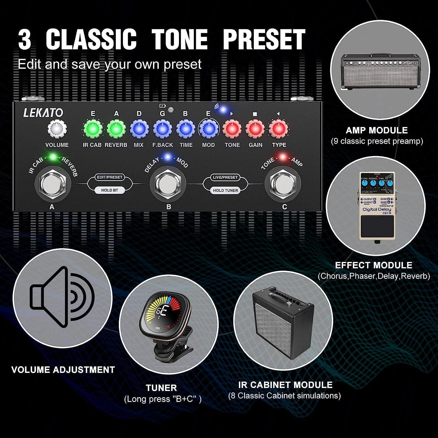 Pedal de Efectos Múltiples LEKATO CUBE BABY para Guitarra