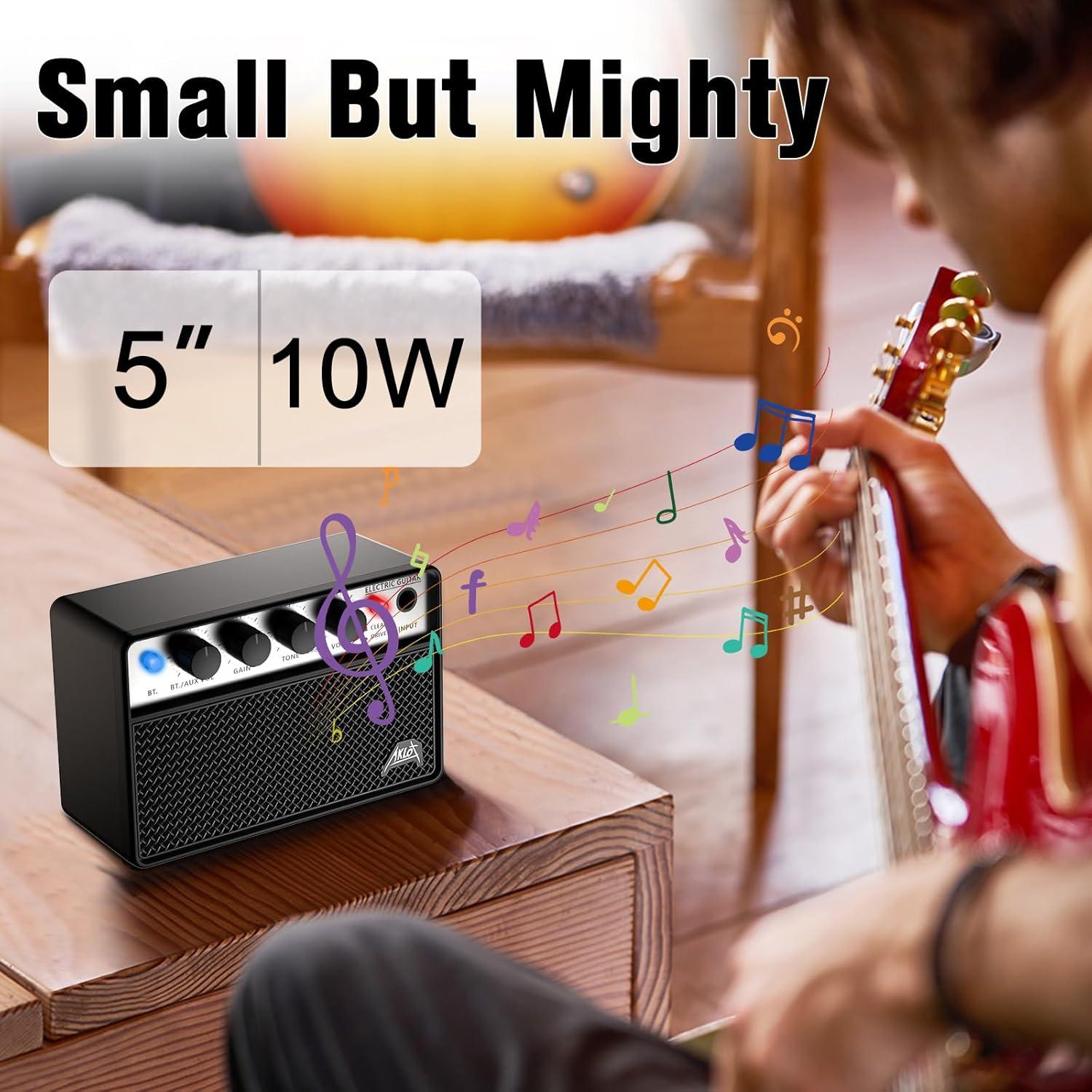 Amplificador de Guitarra Eléctrica Portátil AKLOT 10W Negro