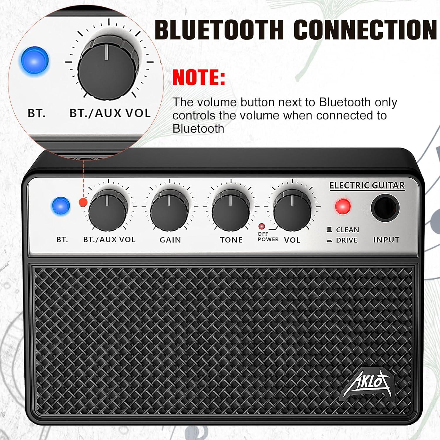 Amplificador de Guitarra Eléctrica Portátil AKLOT 10W Negro