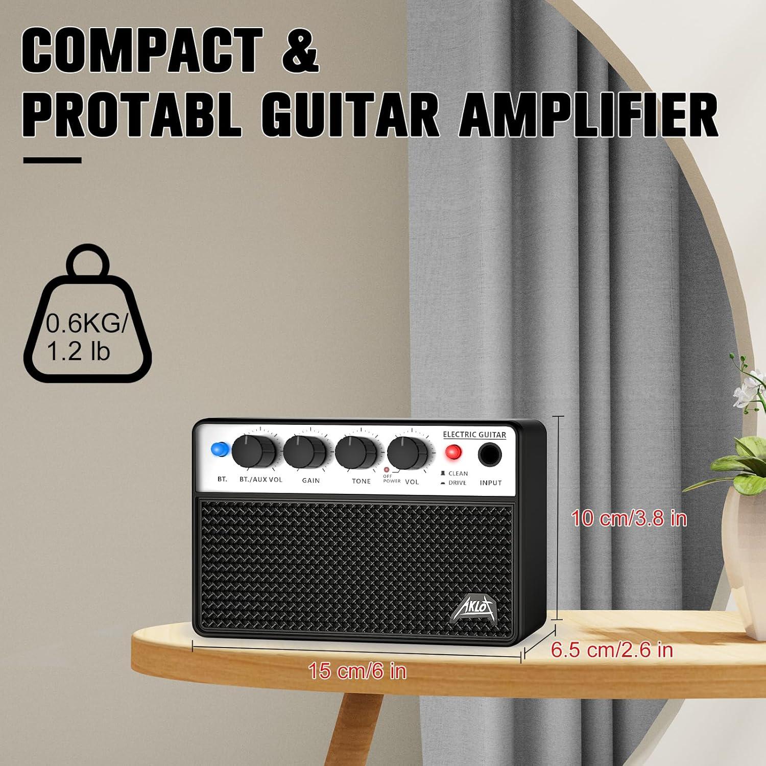 Amplificador de Guitarra Eléctrica Portátil AKLOT 10W Negro