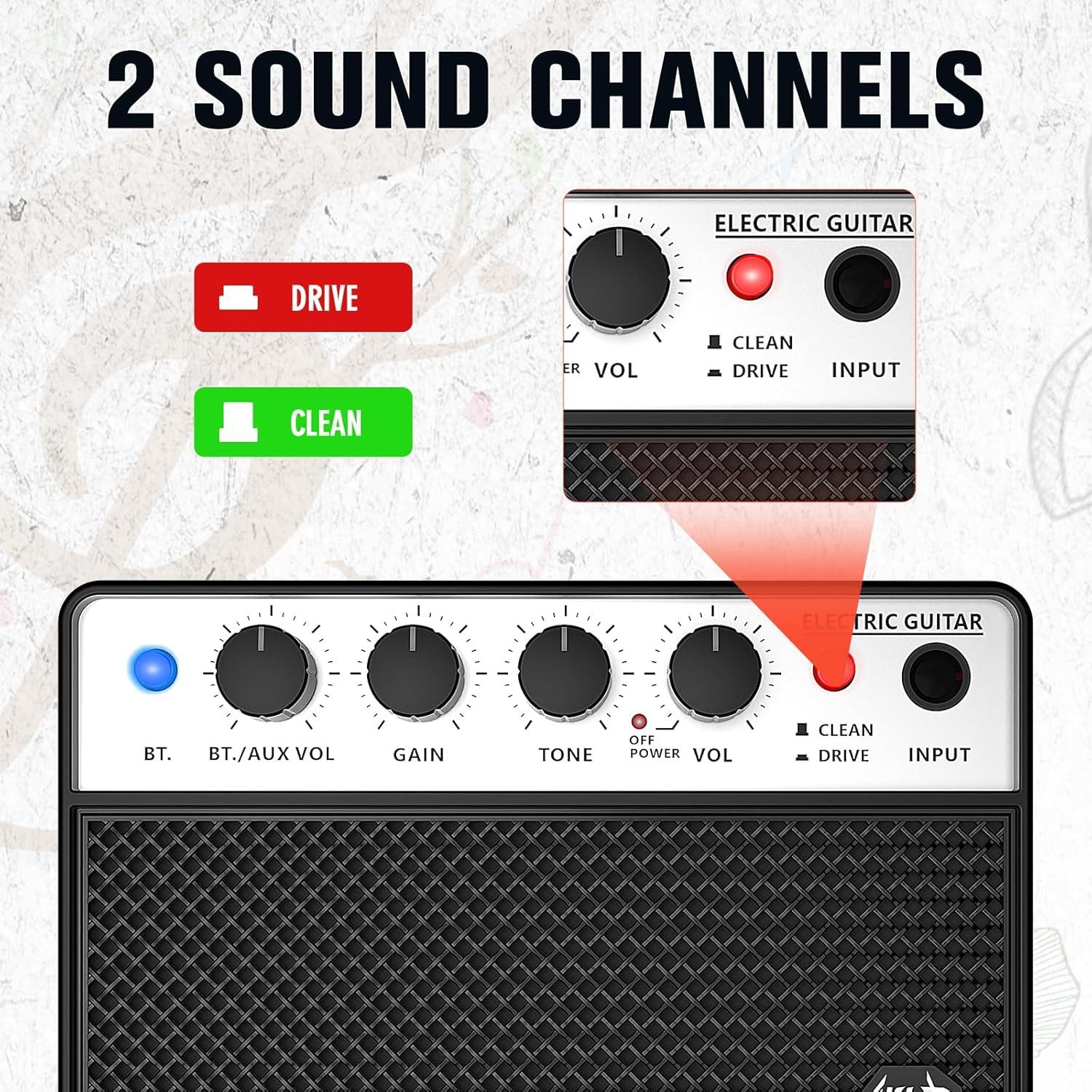 Amplificador de Guitarra Eléctrica Portátil AKLOT 10W Negro