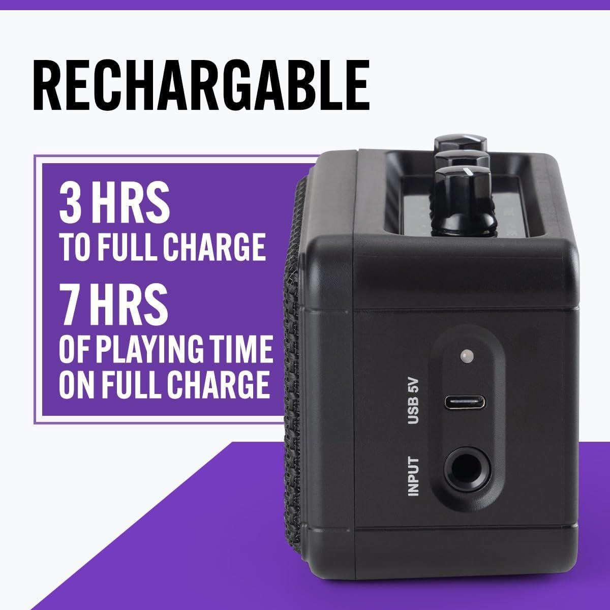 Amplificador de guitarra portátil On-Stage 25W Bluetooth USB C