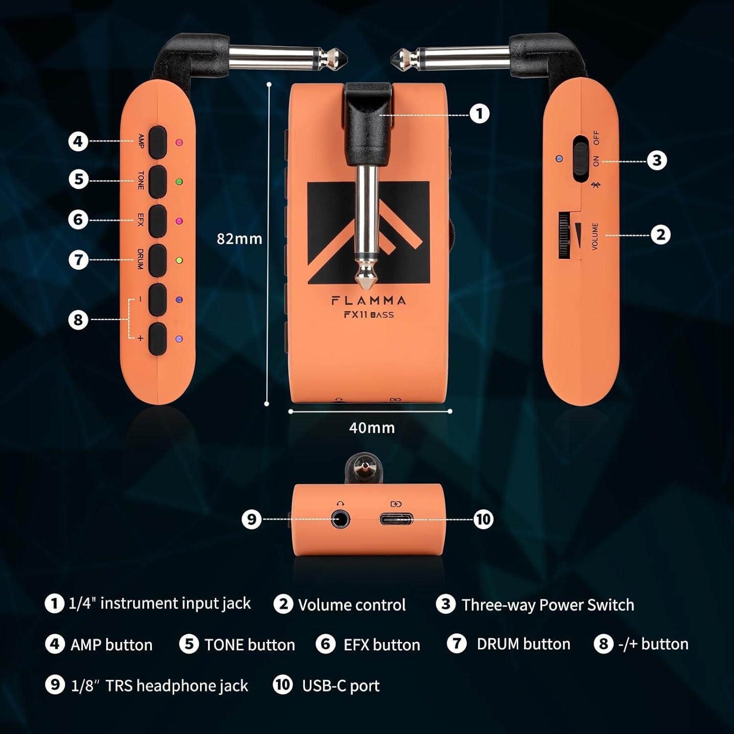 Amplificador de Auriculares FLAMMA FX11 Portátil 5W Bluetooth