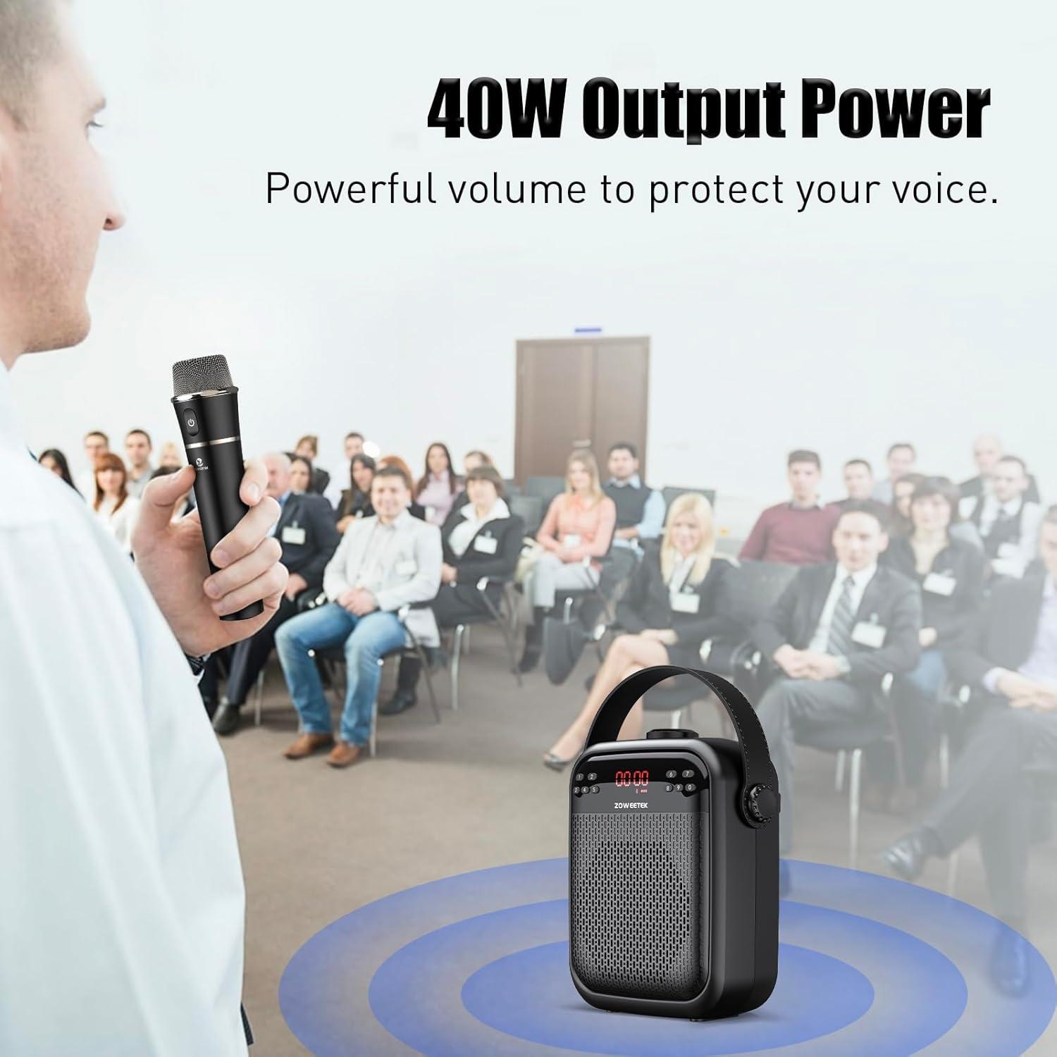 Amplificador de Voz ZOWEETEK H6 Inalámbrico 40W con Micrófono