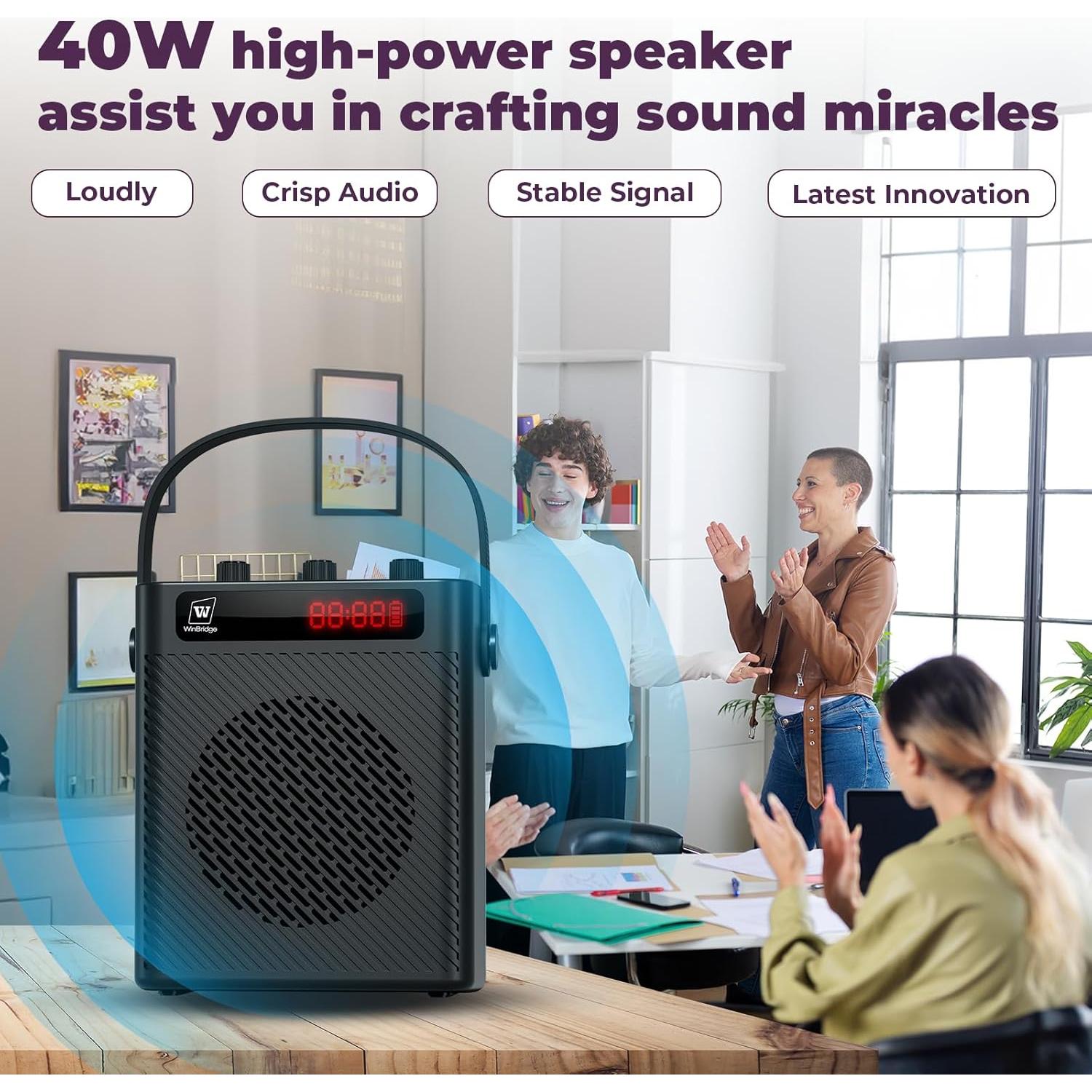 Amplificador de Voz Inalámbrico S95 40W con Micrófonos UHF