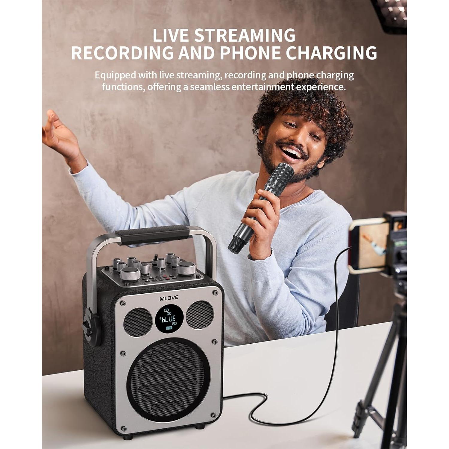 MLOVE D5 Máquina de Karaoke Profesional Bluetooth 200W