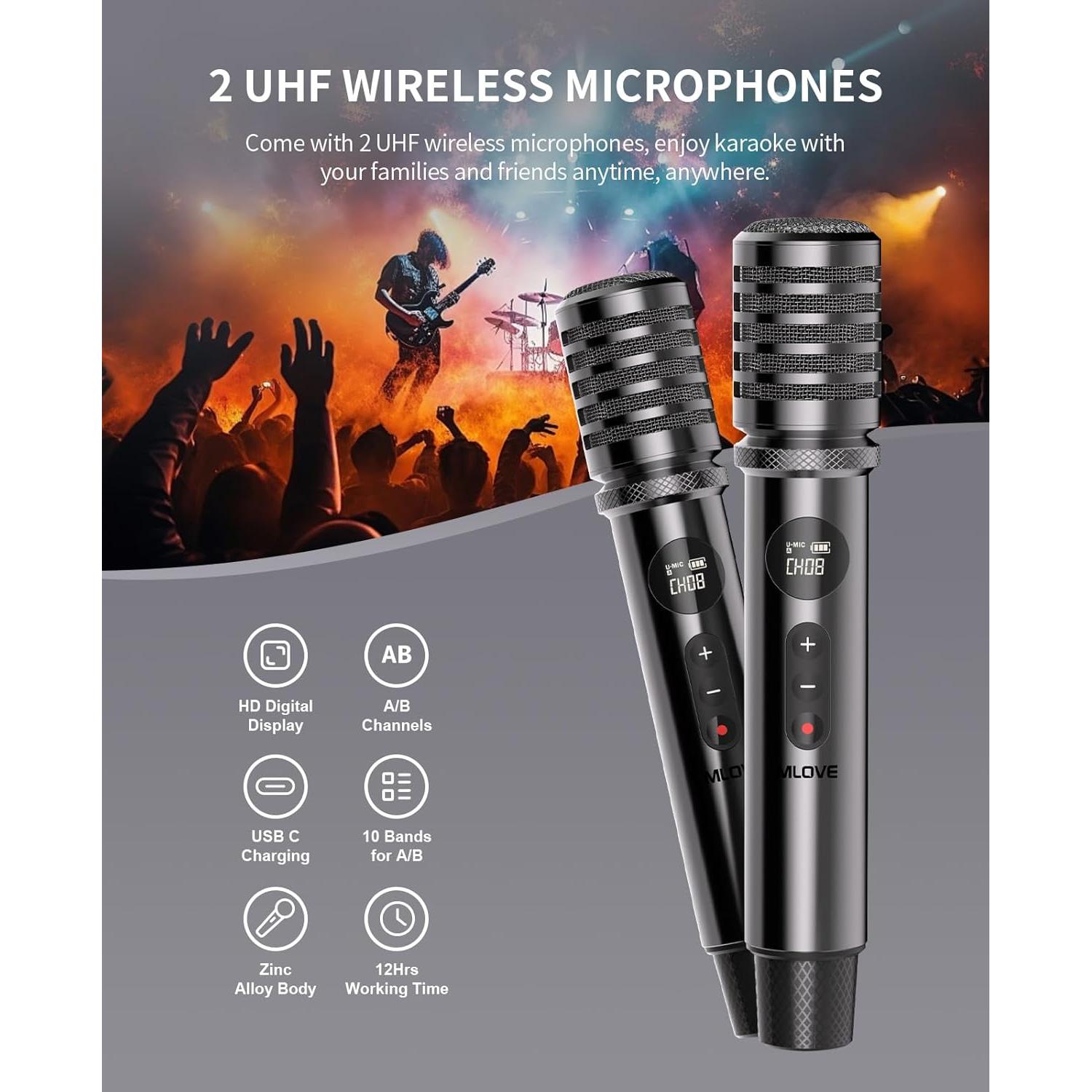 MLOVE D5 Máquina de Karaoke Profesional Bluetooth 200W