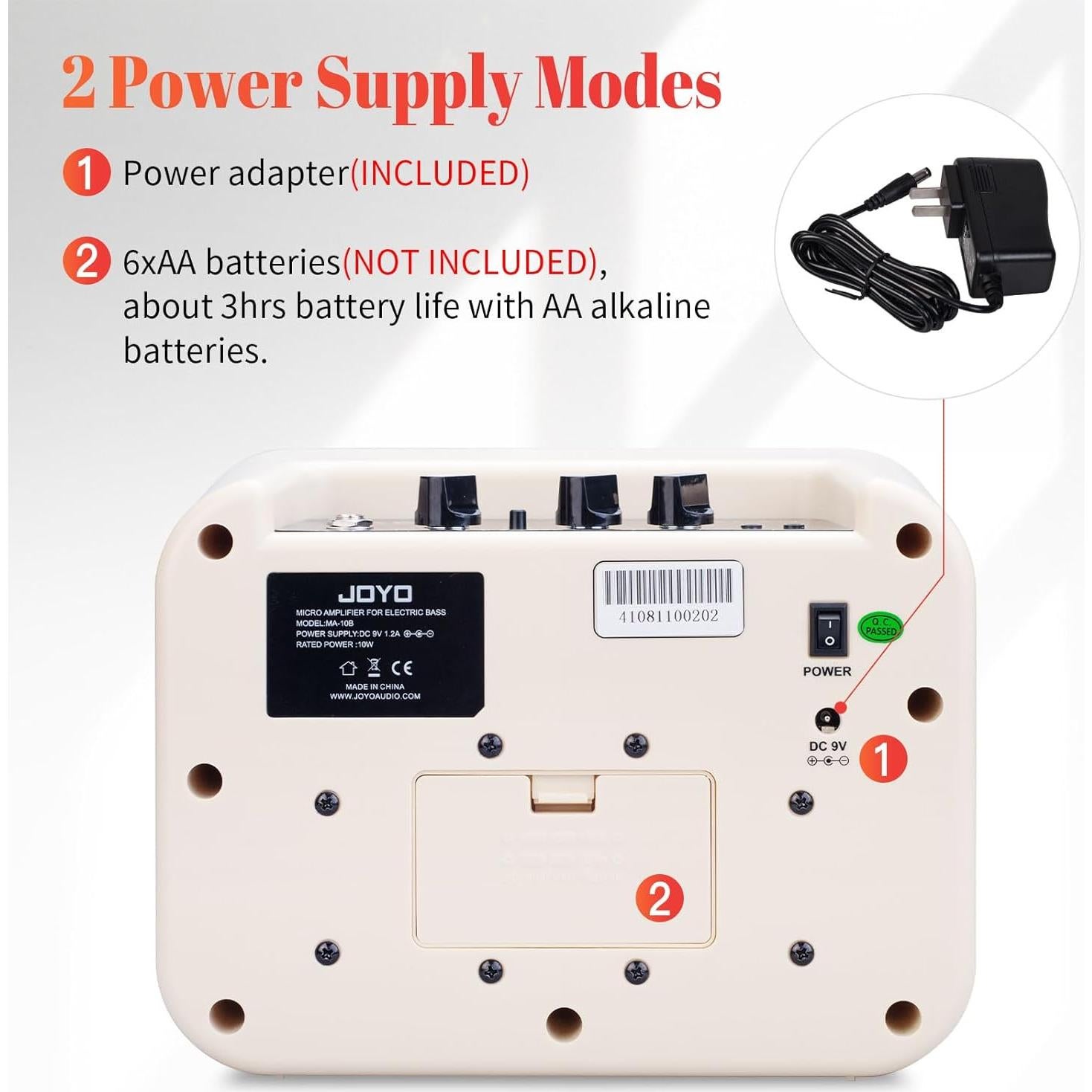 Amplificador de Bajo JOYO MA-10B 10W Portátil 2 Canales