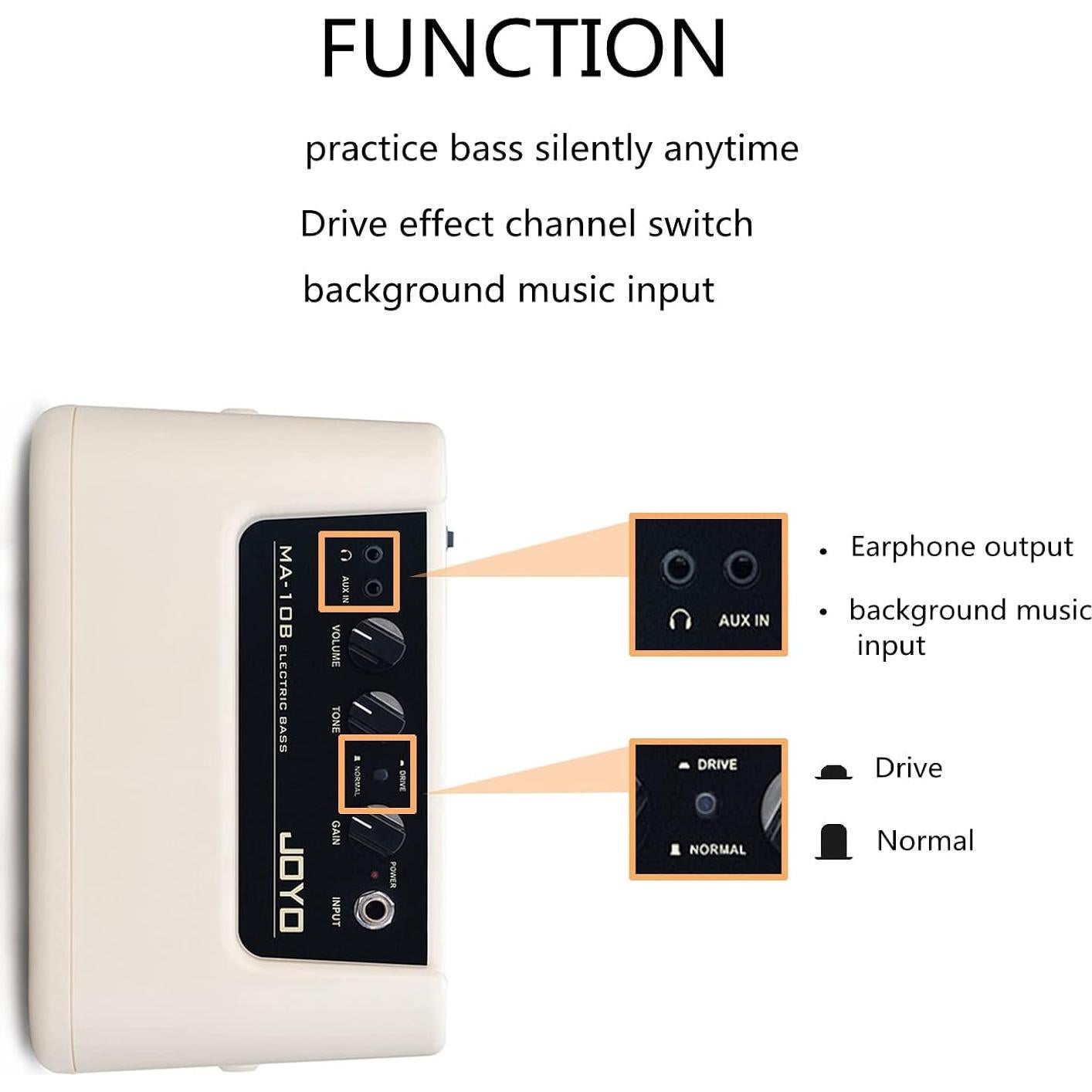 Amplificador de Bajo Portátil SUNYIN MA-10B 10W Mini Blanco