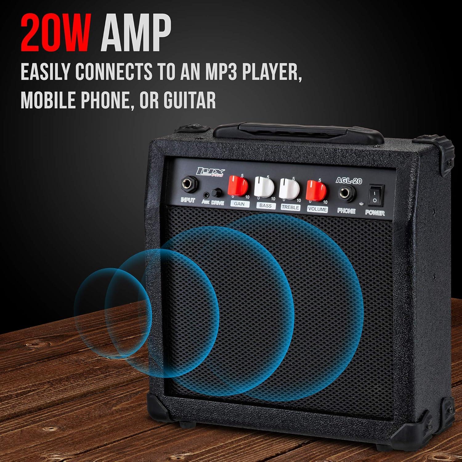 Amplificador de guitarra eléctrica LyxPro AGL20 20W con jack y aux