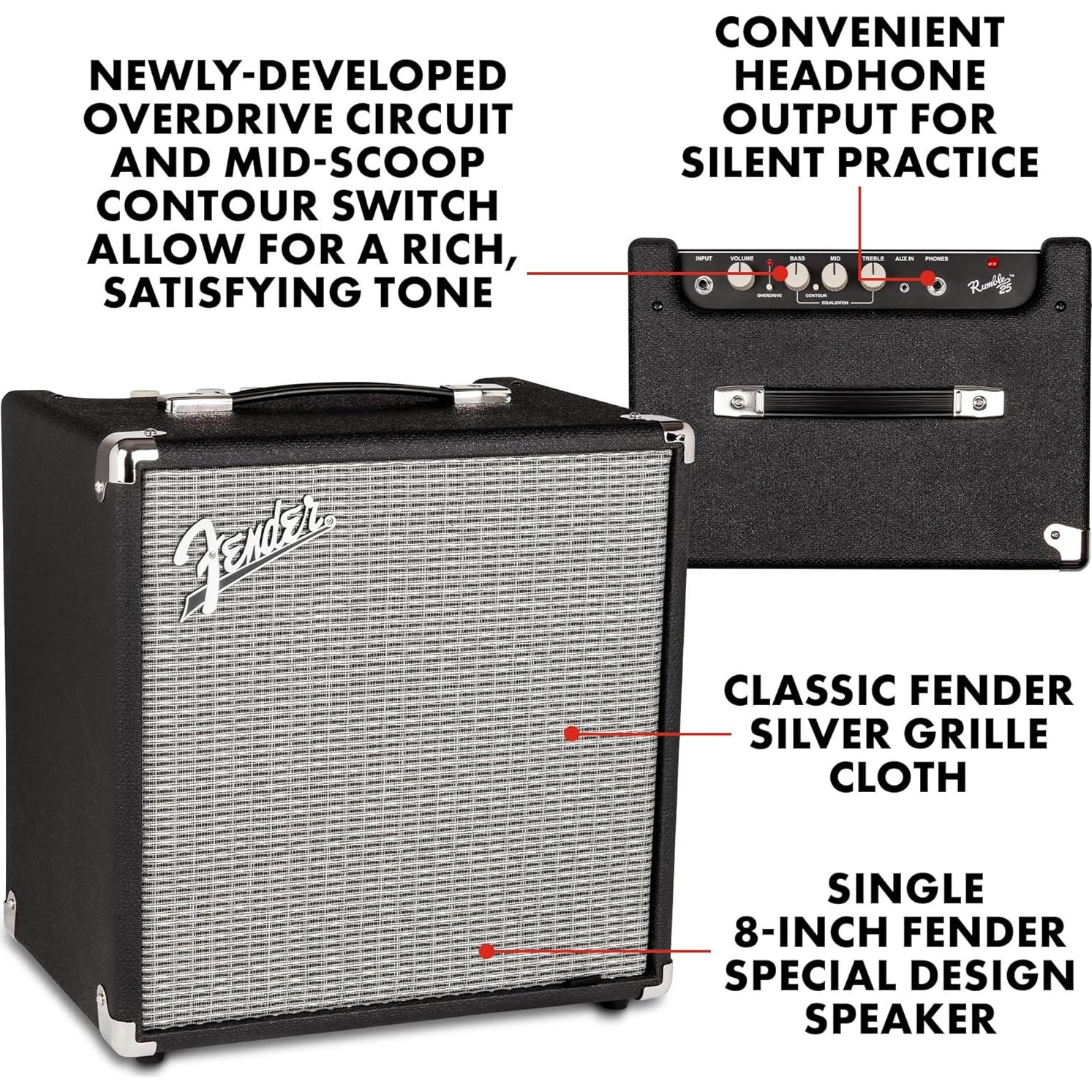 Amplificador de Bajo Fender Rumble 25 V3, 25W, Altavoz 20cm