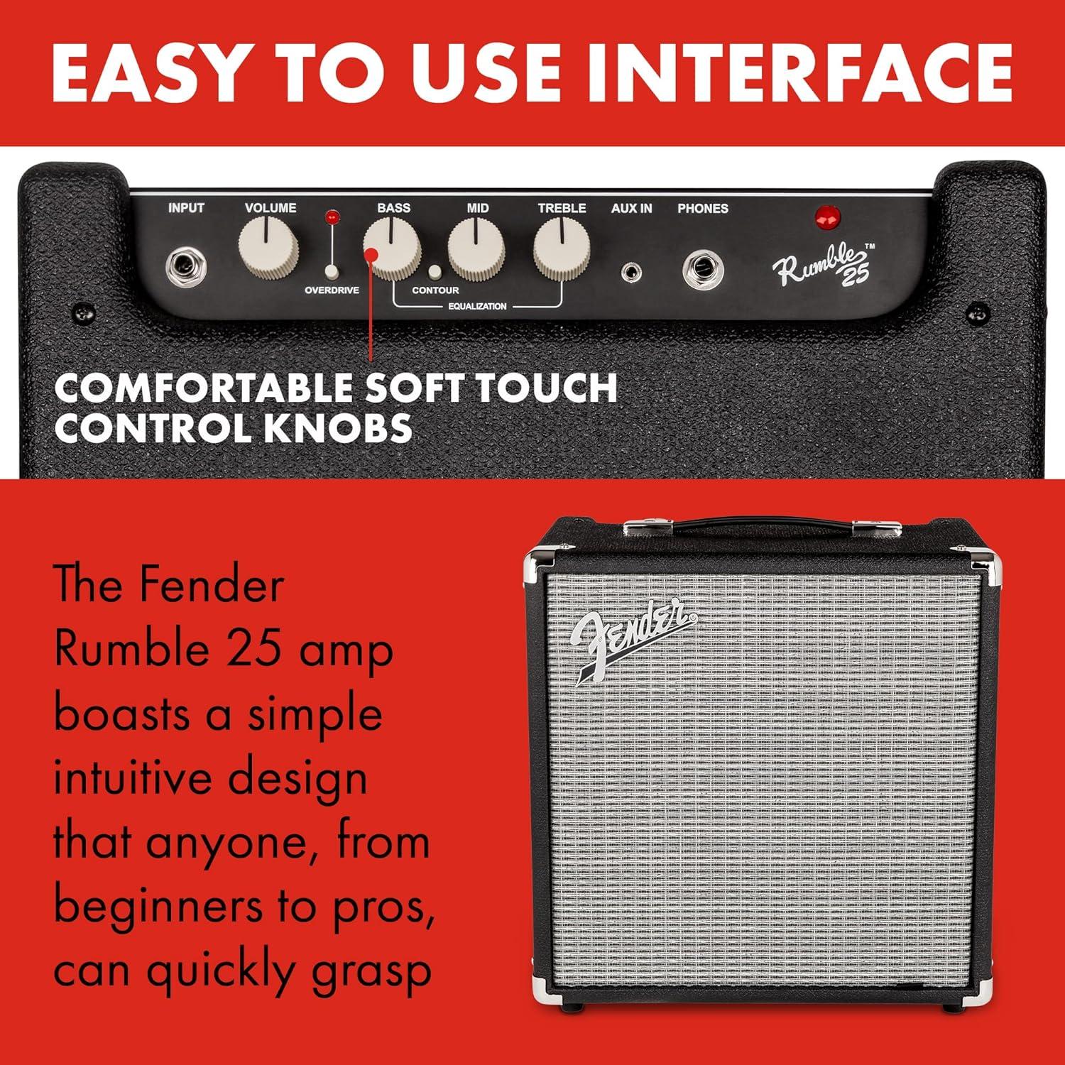 Amplificador de Bajo Fender Rumble 25 V3, 25W, Altavoz 20cm