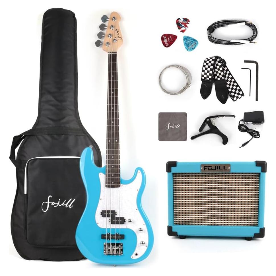 Guitarra Eléctrica Bajo Fojill 4 Cuerdas Completo Amplificador 10W