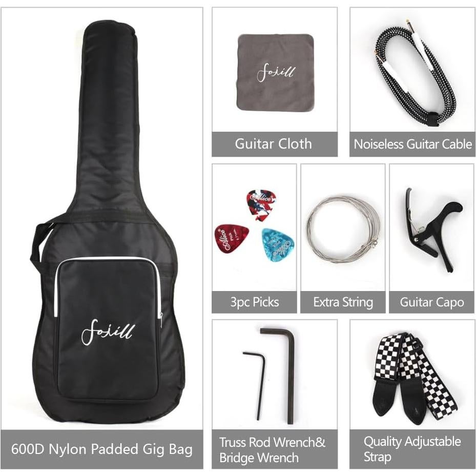 Guitarra Eléctrica Bajo Fojill 4 Cuerdas Completo Amplificador 10W