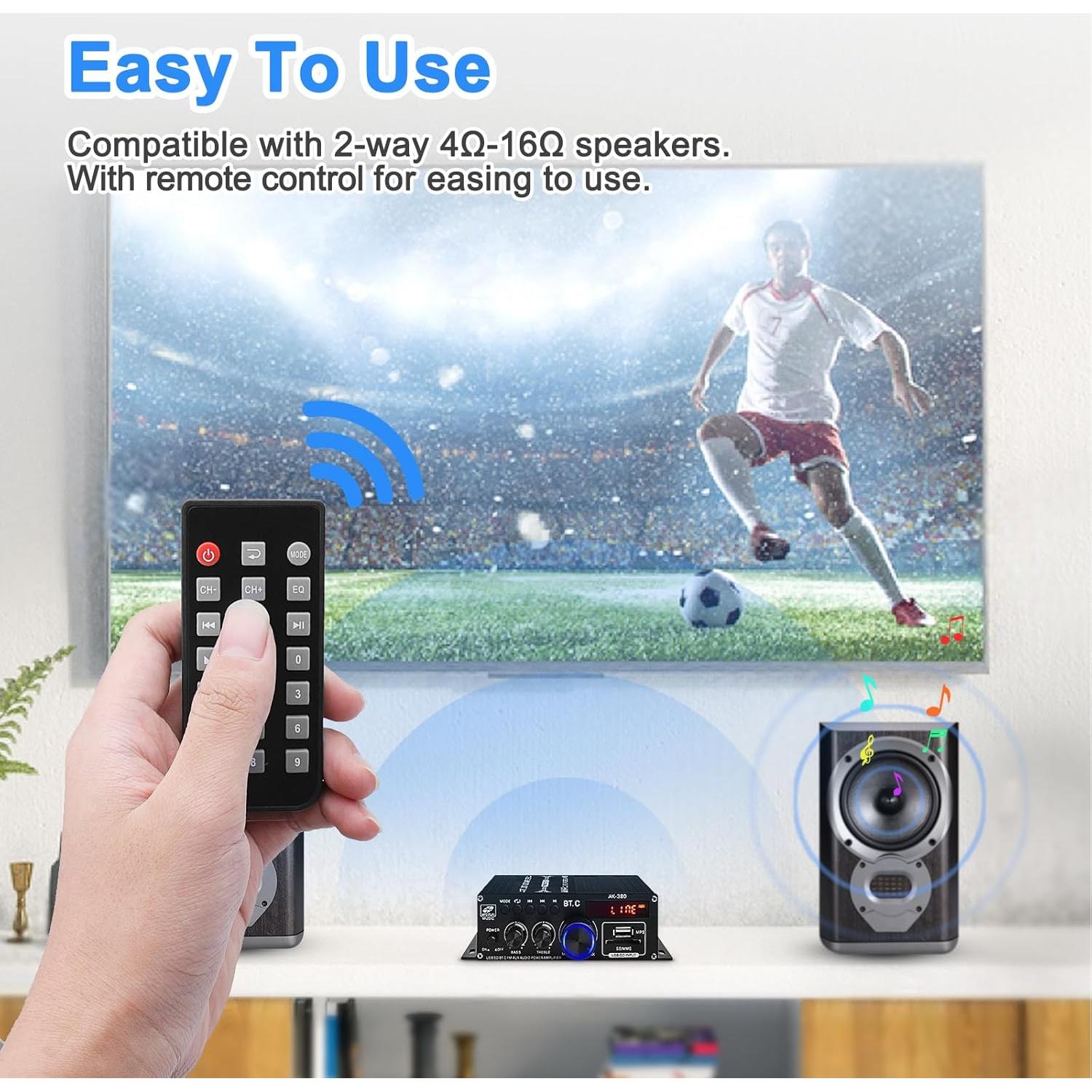 Amplificador de Potencia de Audio Bluetooth 5.0 AK-380 800W HiFi