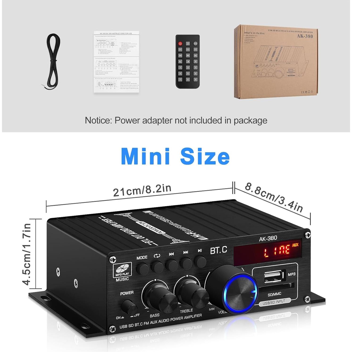 Amplificador de Potencia de Audio Bluetooth 5.0 AK-380 800W HiFi