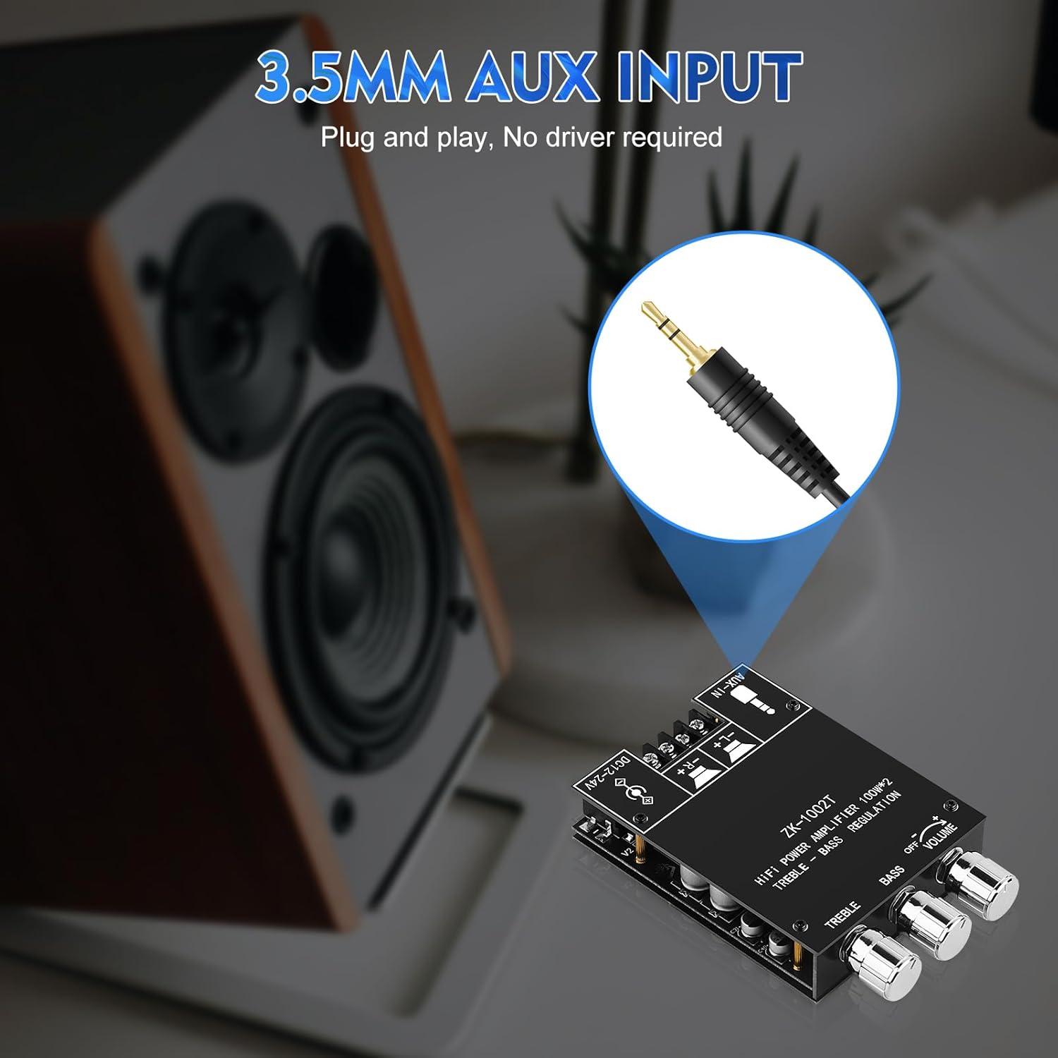 Amplificador Bluetooth 5.0 ZK-1002T 2x100W TPA3116D2 HiFi