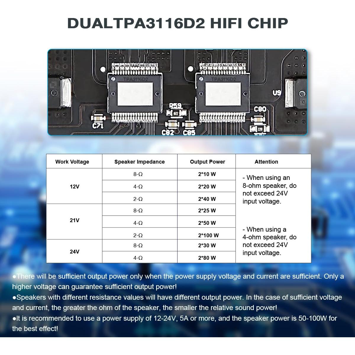 Amplificador Bluetooth 100W Hosyond ZK-1002T 2.0 con Control de Graves y Agudos