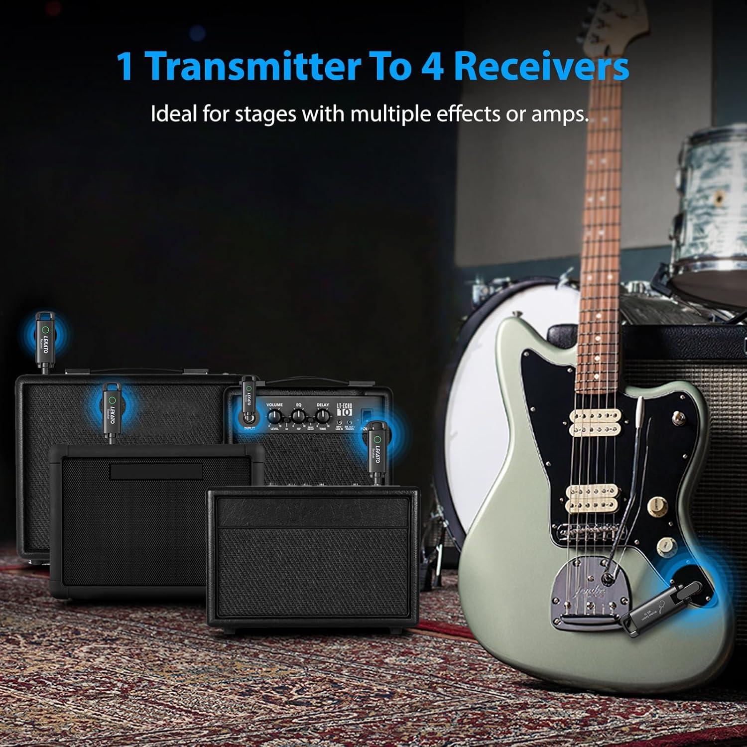 Sistema Inalámbrico de Guitarra LEKATO UHF Recargable Azul