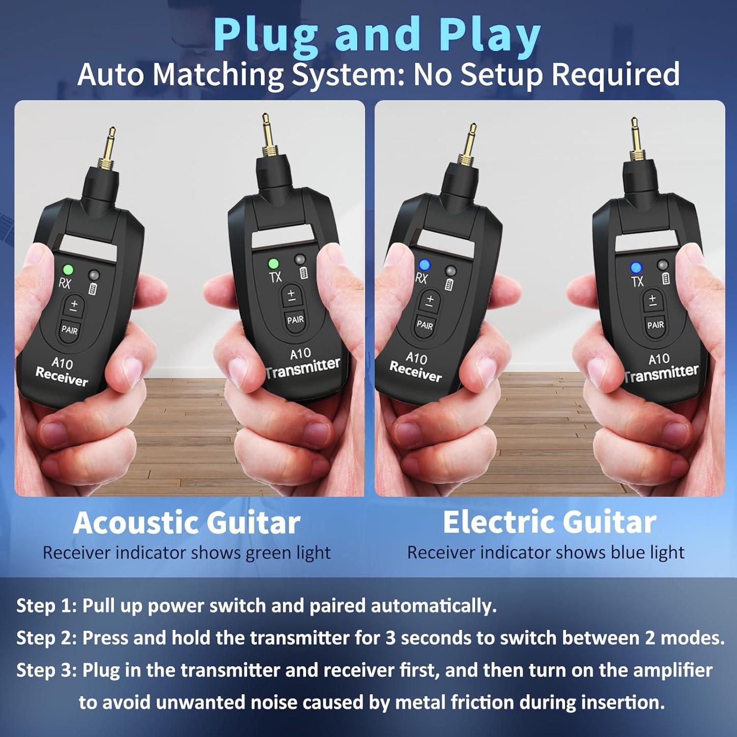 Sistema Inalámbrico de Guitarra WENTELMUSIC A10 24-bit 48KHz