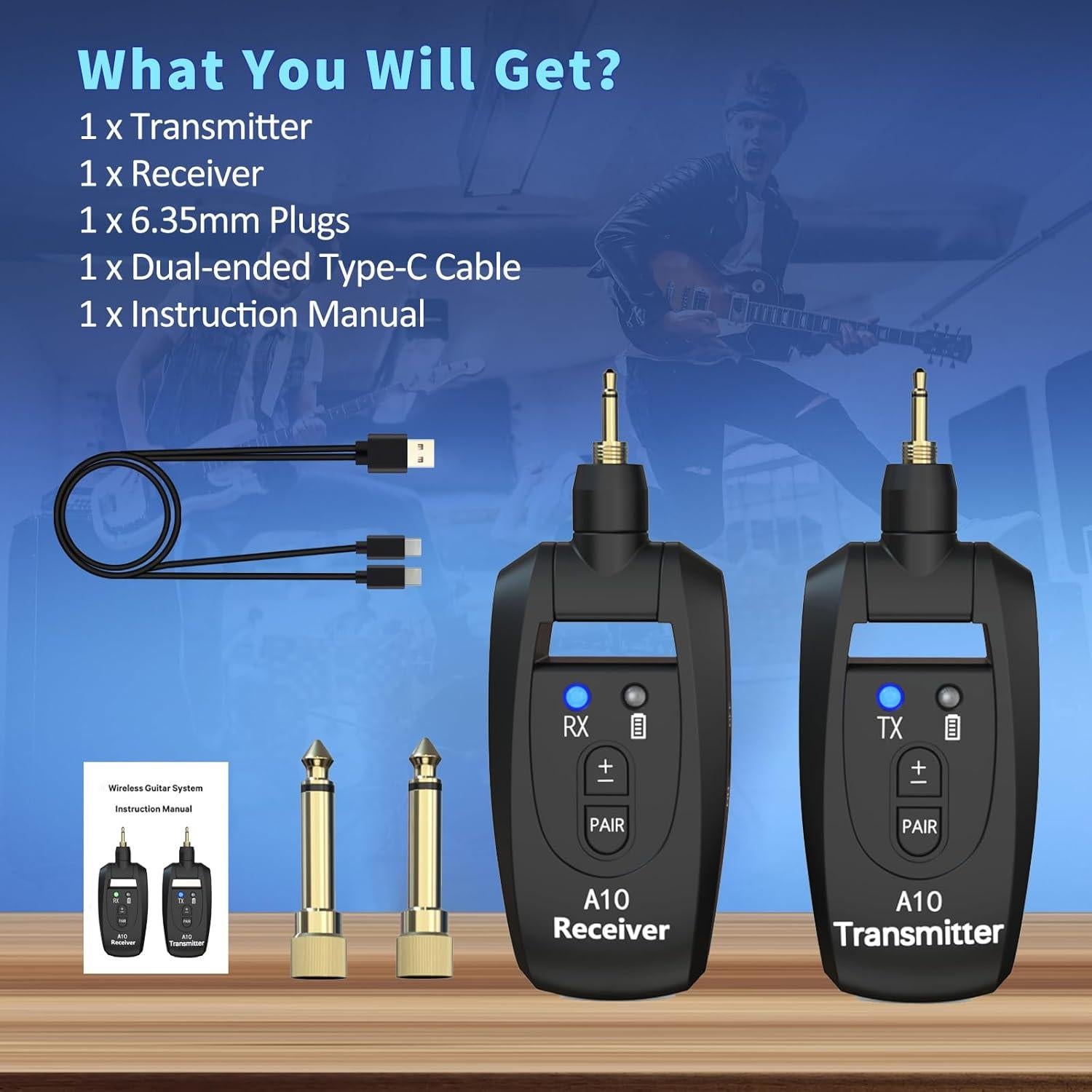Sistema Inalámbrico de Guitarra WENTELMUSIC A10 24-bit 48KHz