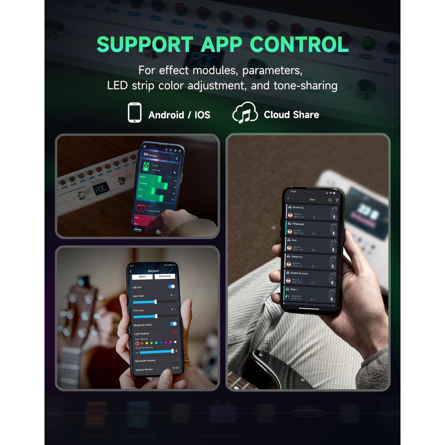 Pedal de Efectos para Bajo FLAMMA FB200 con 40 Presets