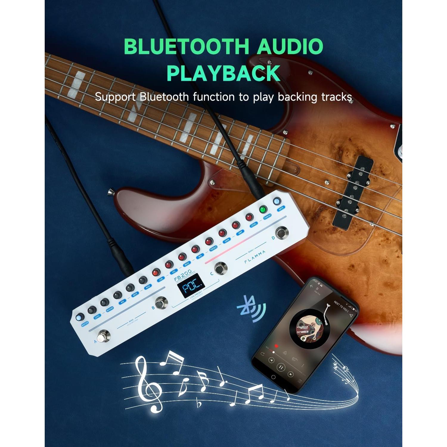 Pedal de Efectos para Bajo FLAMMA FB200 con 40 Presets