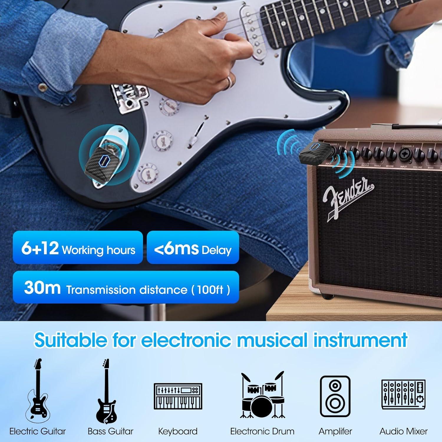 Sistema de guitarra inalámbrico mini 5.8GHz con estuche carga